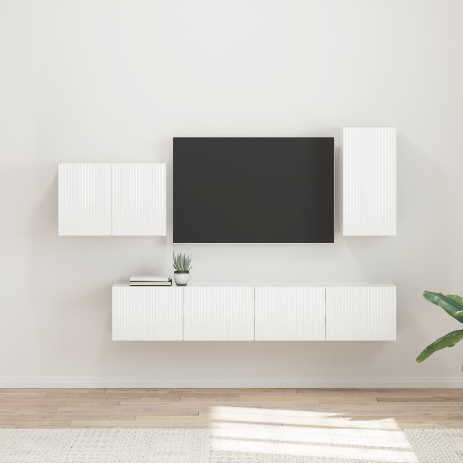 Ensemble de meuble TV mural Montage mural 4 pcs Blanc brillant - XIOS