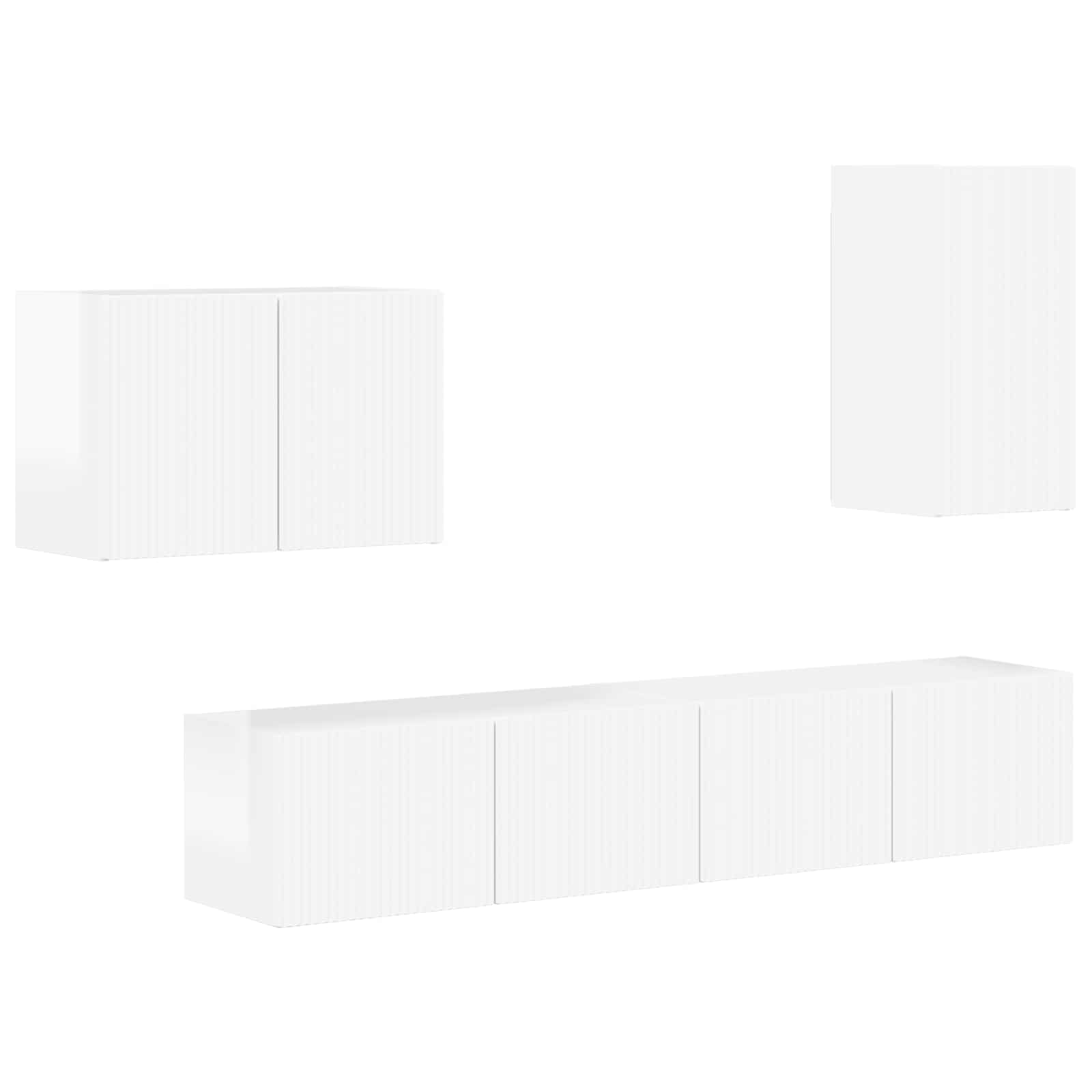 Ensemble de meuble TV mural Montage mural 4 pcs Blanc brillant - XIOS