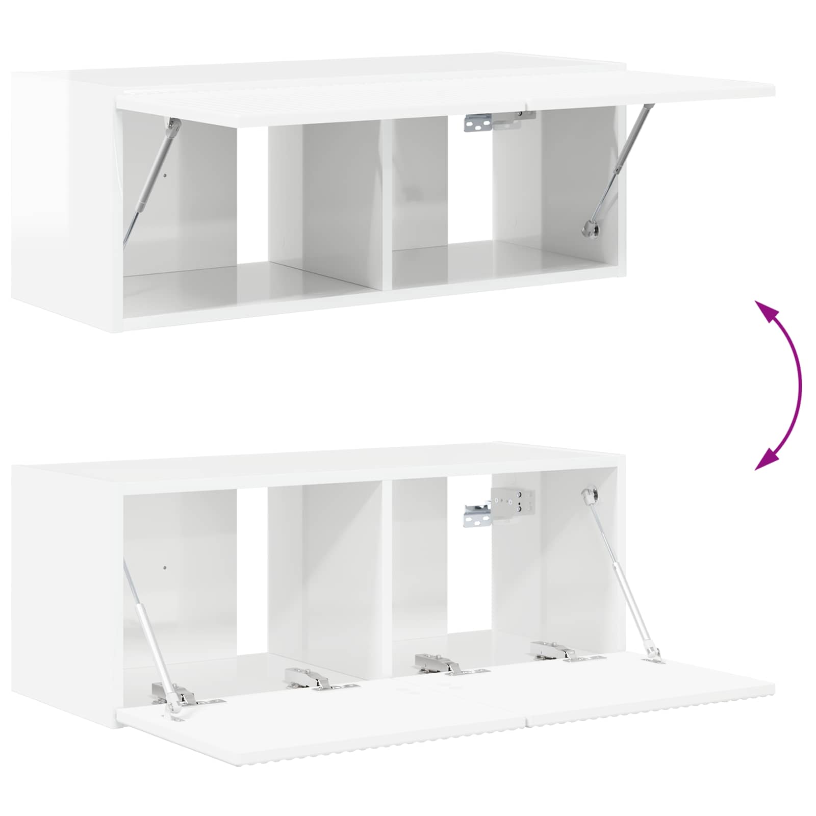 Ensemble de meuble TV mural Montage mural 4 pcs Blanc brillant - XIOS