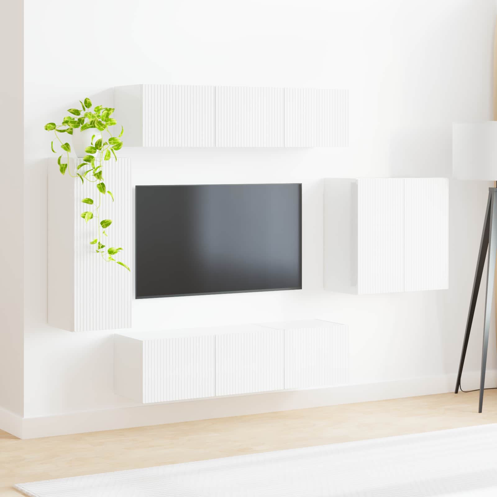 Ensemble de meuble TV mural Montage mural 6 pcs Blanc - XIOS