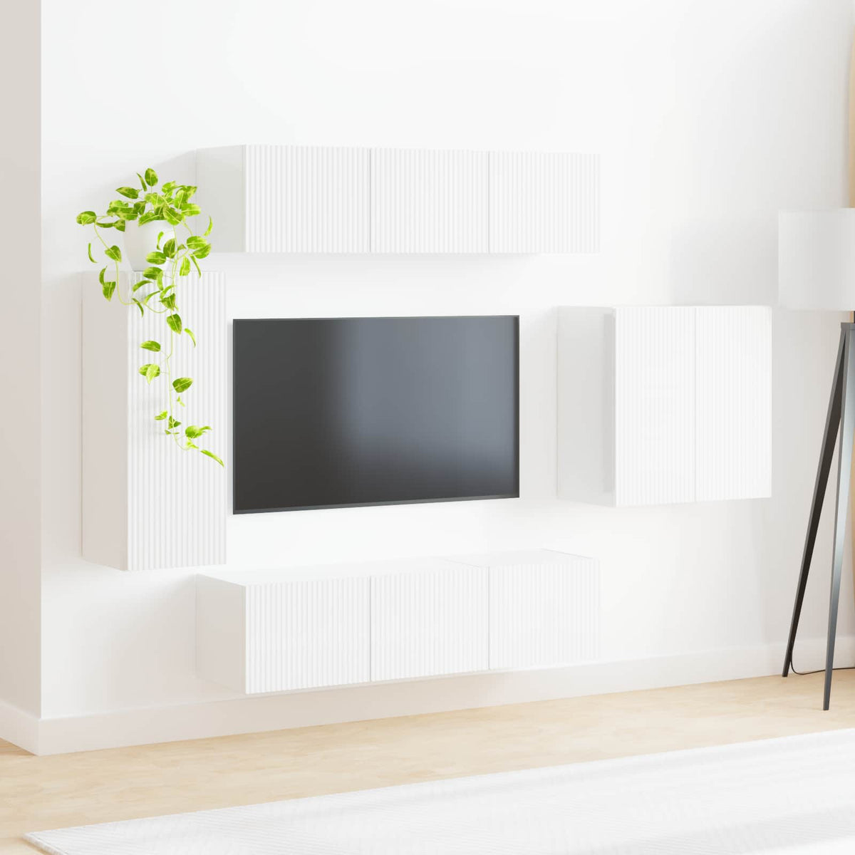 Ensemble de meuble TV mural 6 pc Blanc