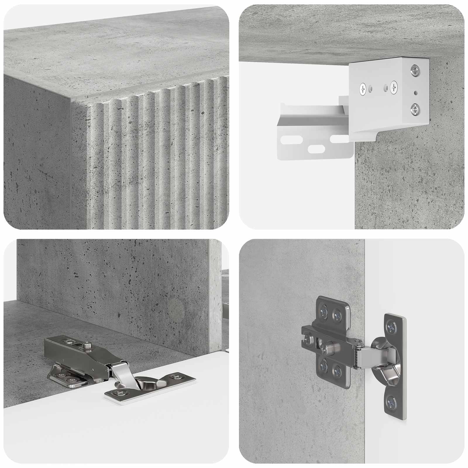 Ensemble de meuble TV mural Montage mural 6 pcs Gris béton - XIOS