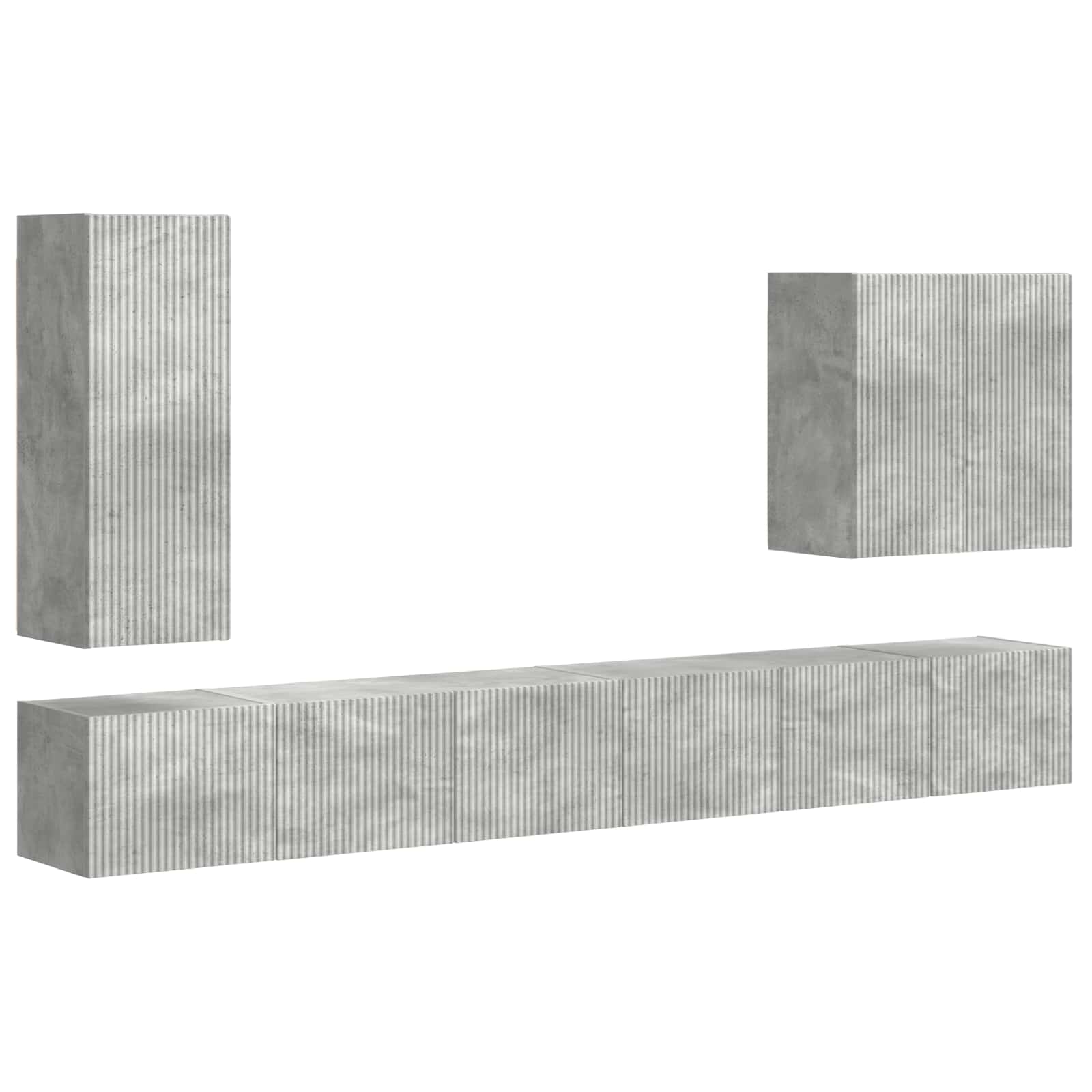 Ensemble de meuble TV mural Montage mural 6 pcs Gris béton - XIOS