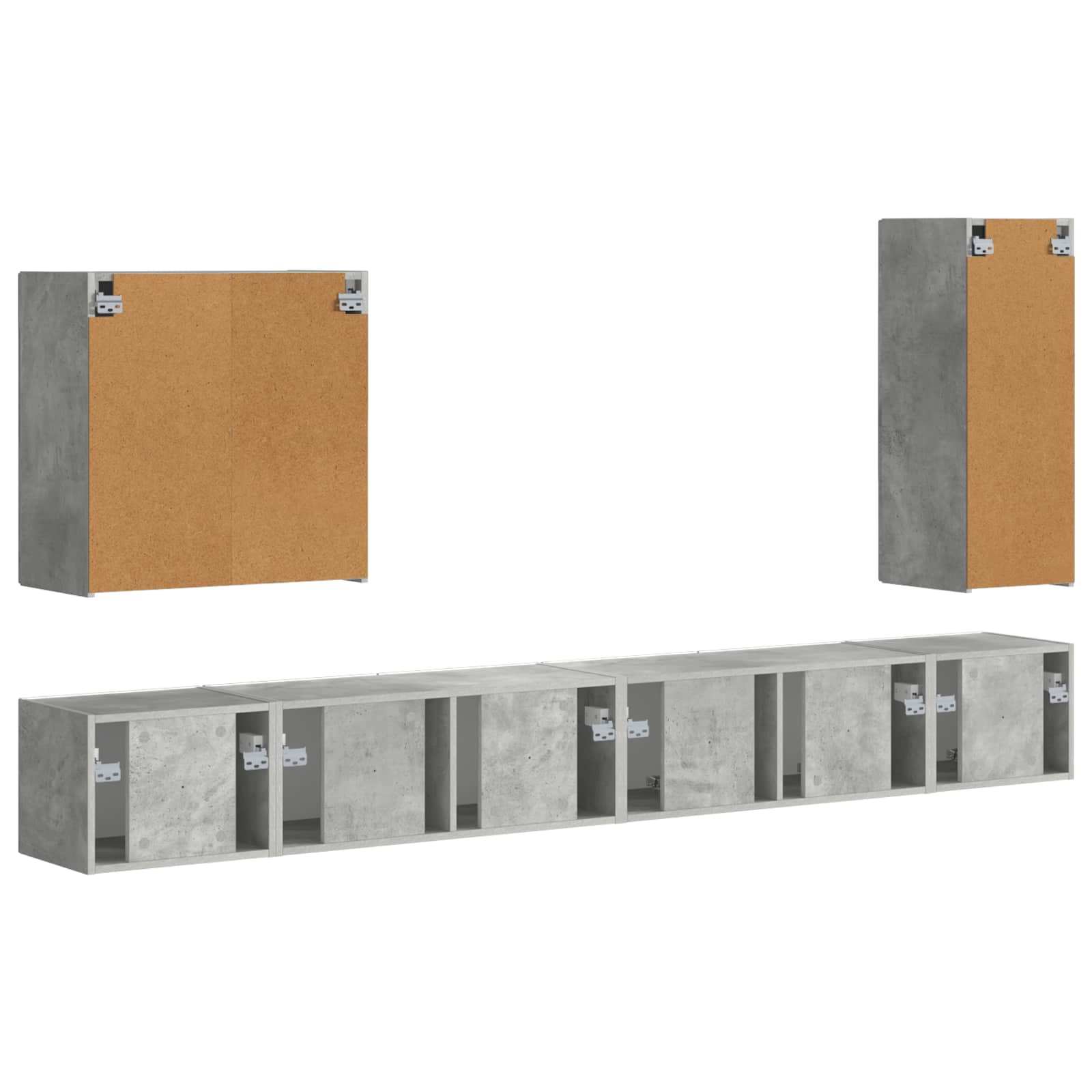 Ensemble de meuble TV mural Montage mural 6 pcs Gris béton - XIOS