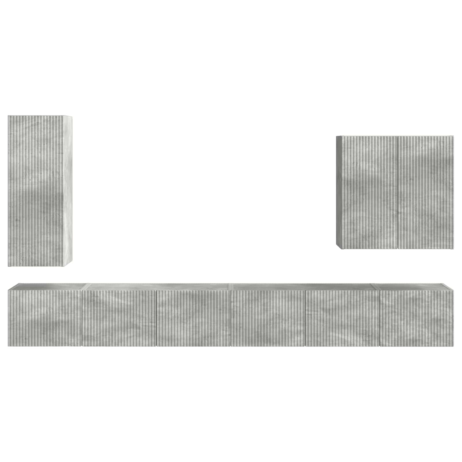 Ensemble de meuble TV mural Montage mural 6 pcs Gris béton - XIOS