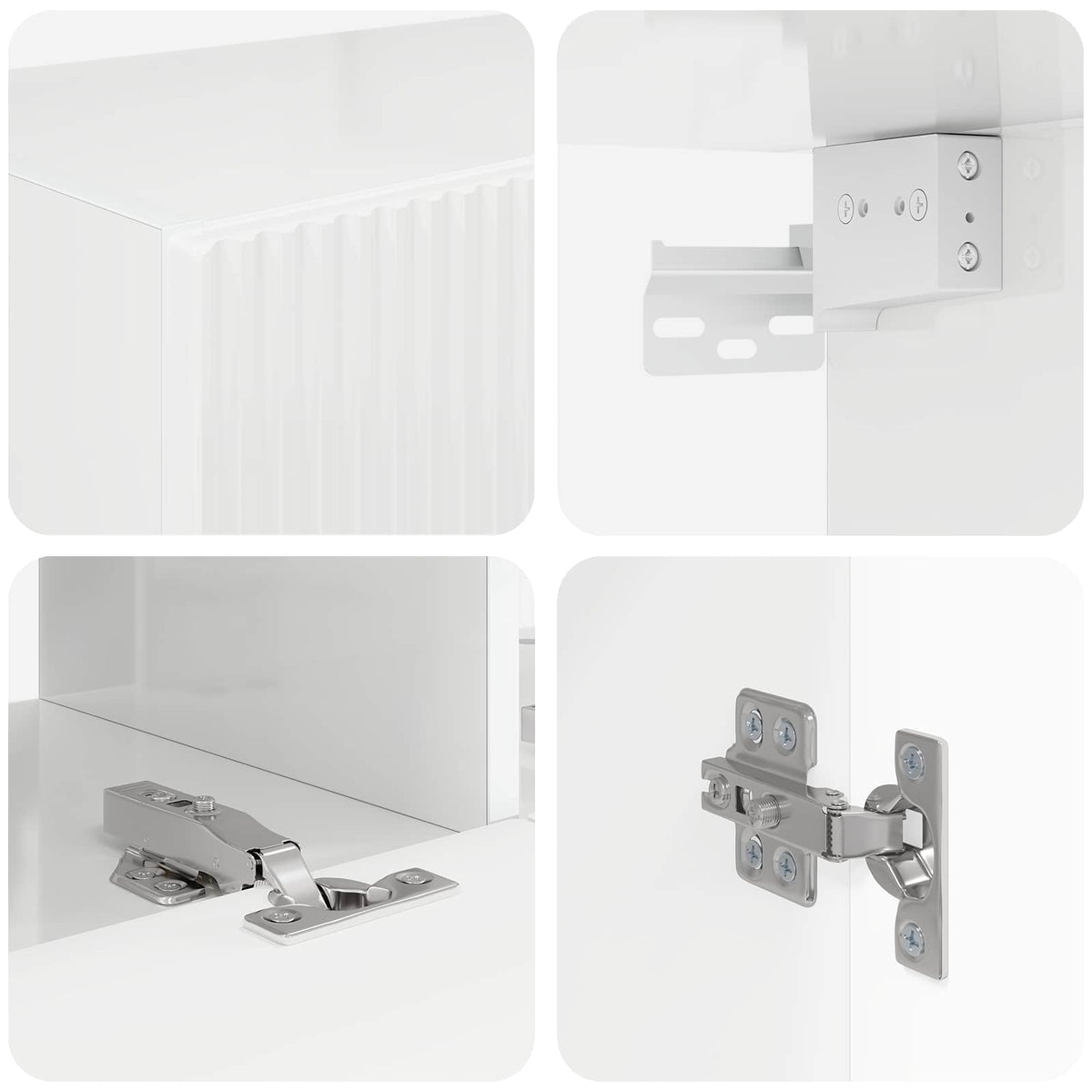 Ensemble de meuble TV mural 6 pc Blanc brillant