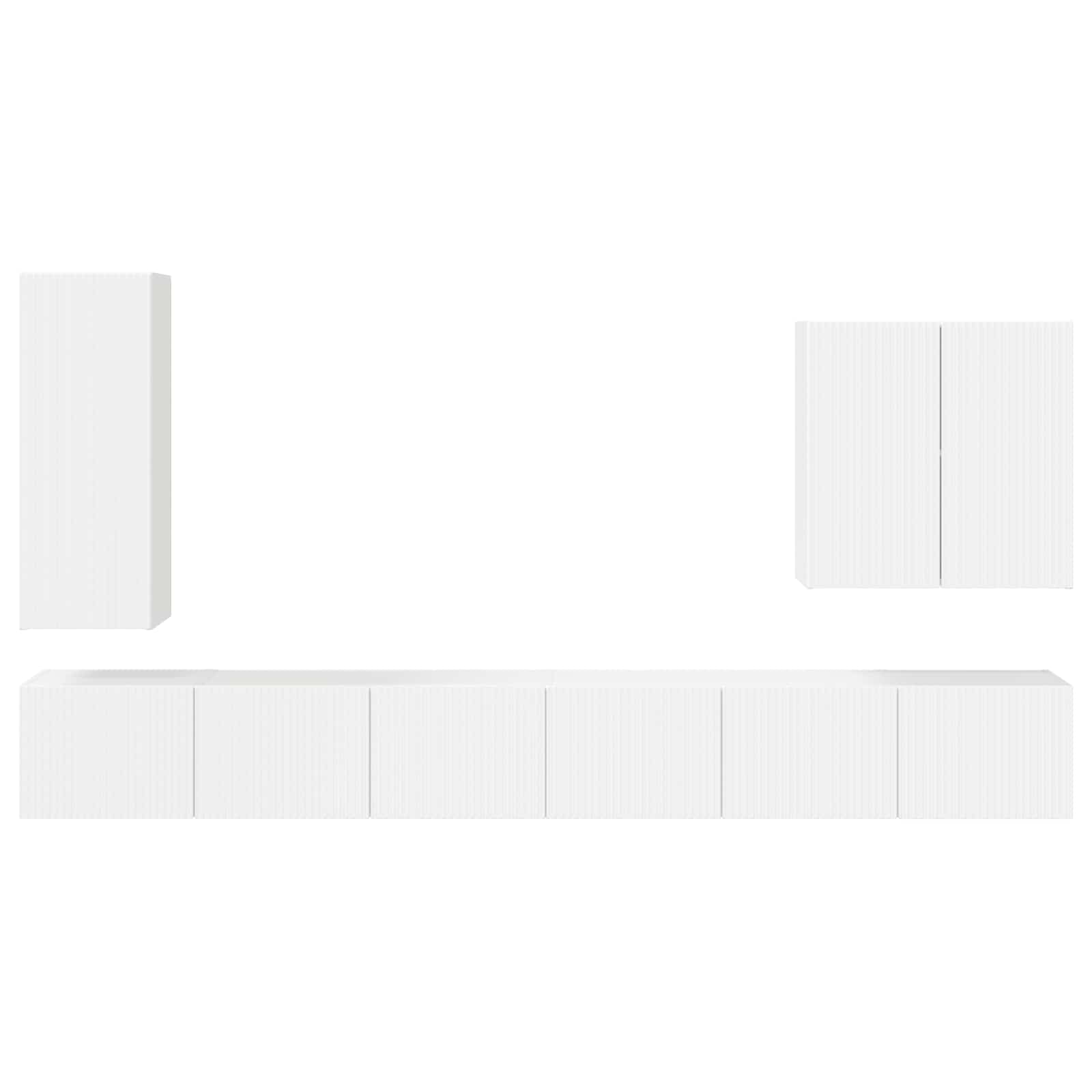 Ensemble de meuble TV mural Montage mural 6 pcs Blanc brillant - XIOS