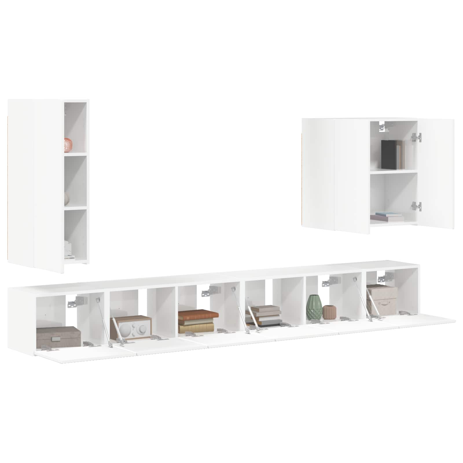 Ensemble de meuble TV mural Montage mural 6 pcs Blanc brillant - XIOS