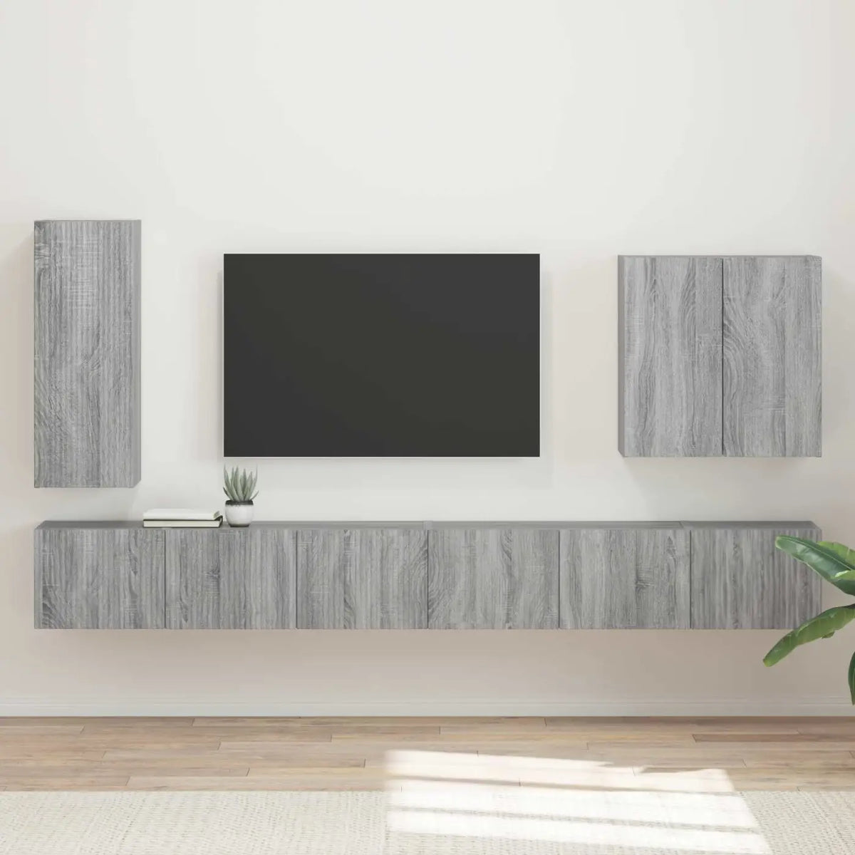 Ensemble de meuble TV mural 6 pc Gris Sonoma - XIOS