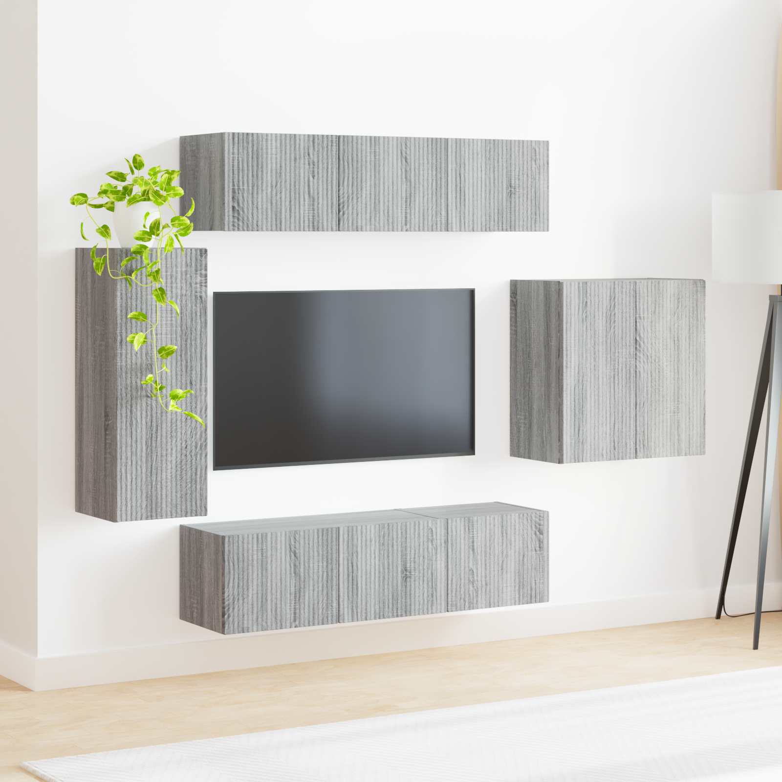 Ensemble de meuble TV mural Montage mural 6 pcs Gris Sonoma - XIOS