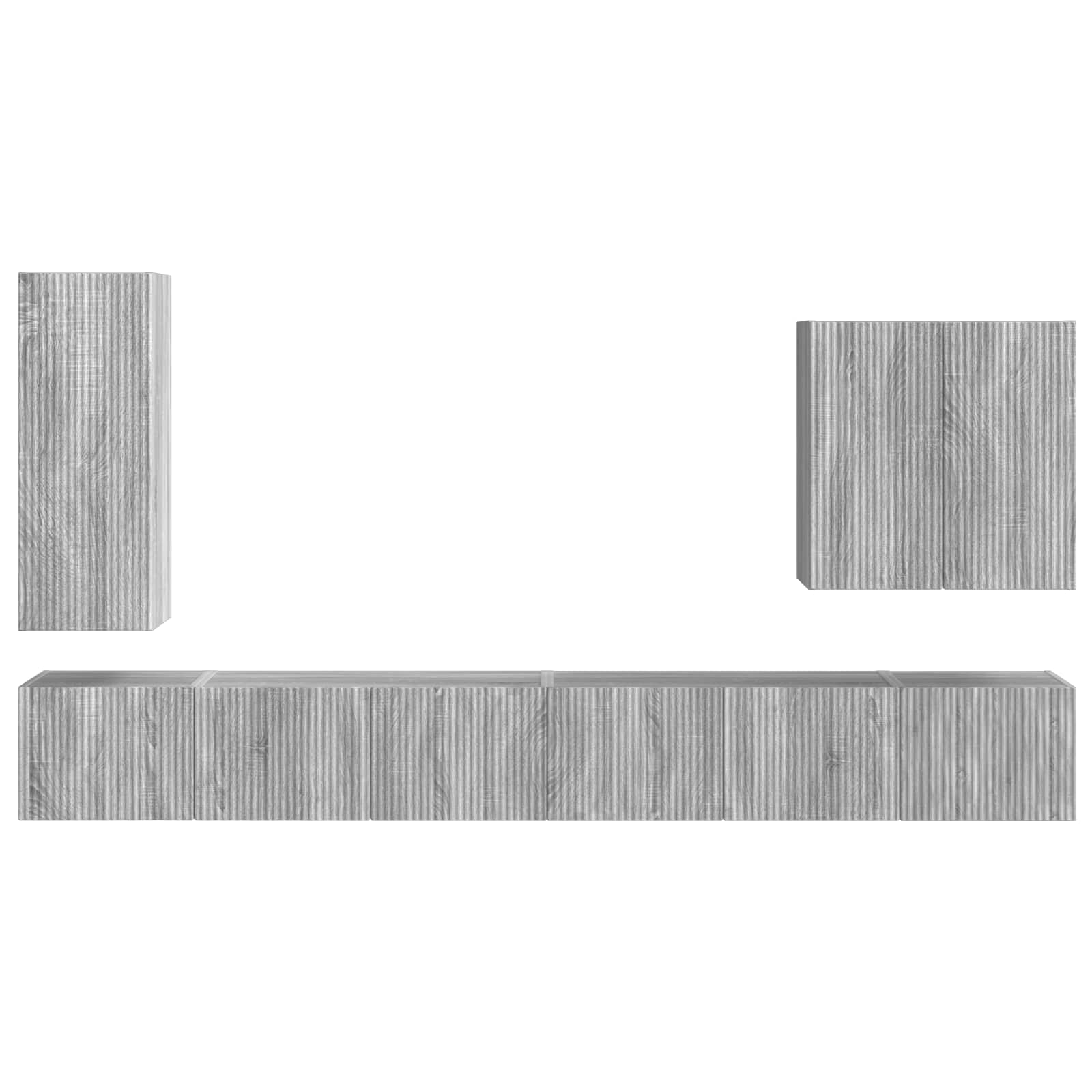 Ensemble de meuble TV mural Montage mural 6 pcs Gris Sonoma - XIOS