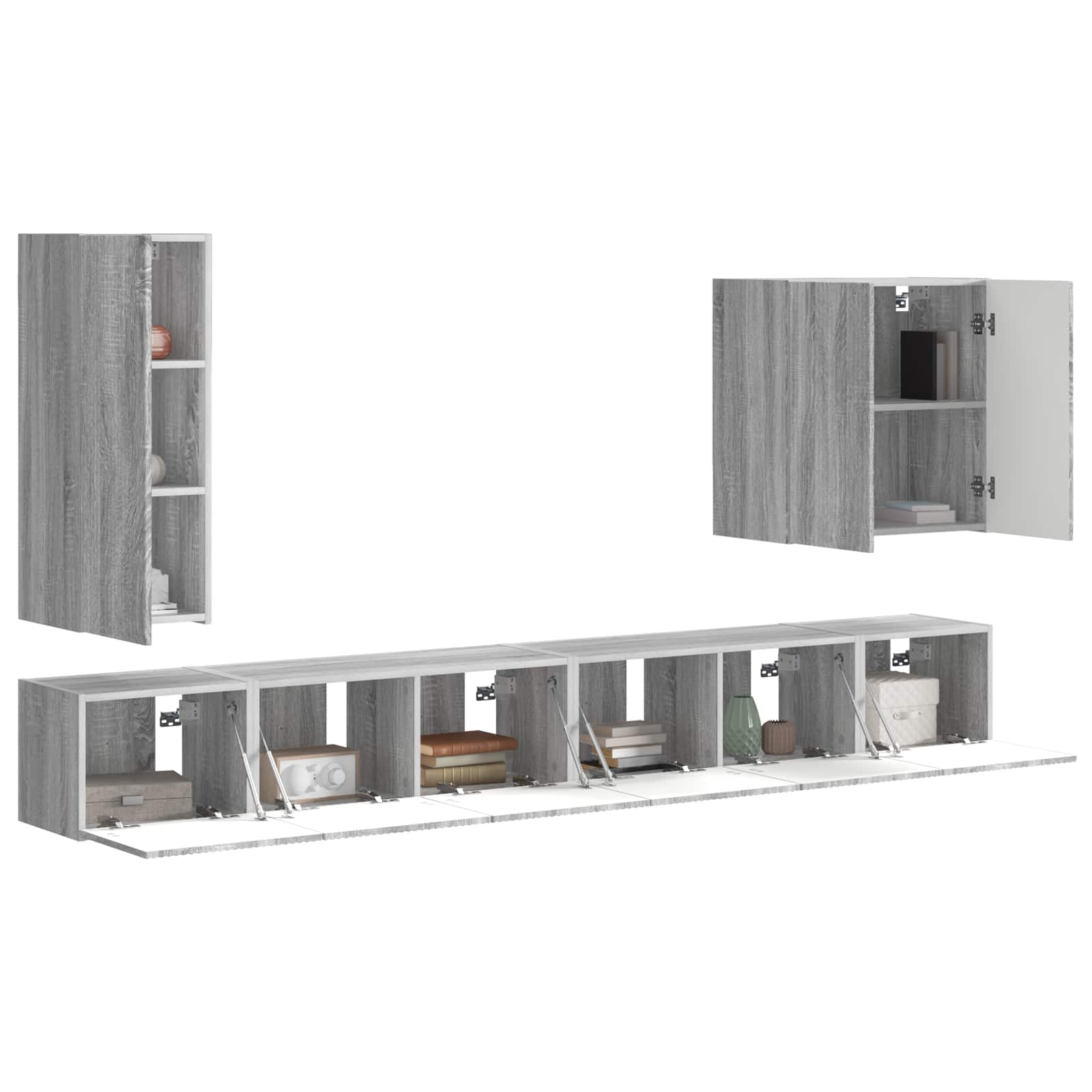Ensemble de meuble TV mural Montage mural 6 pcs Gris Sonoma - XIOS