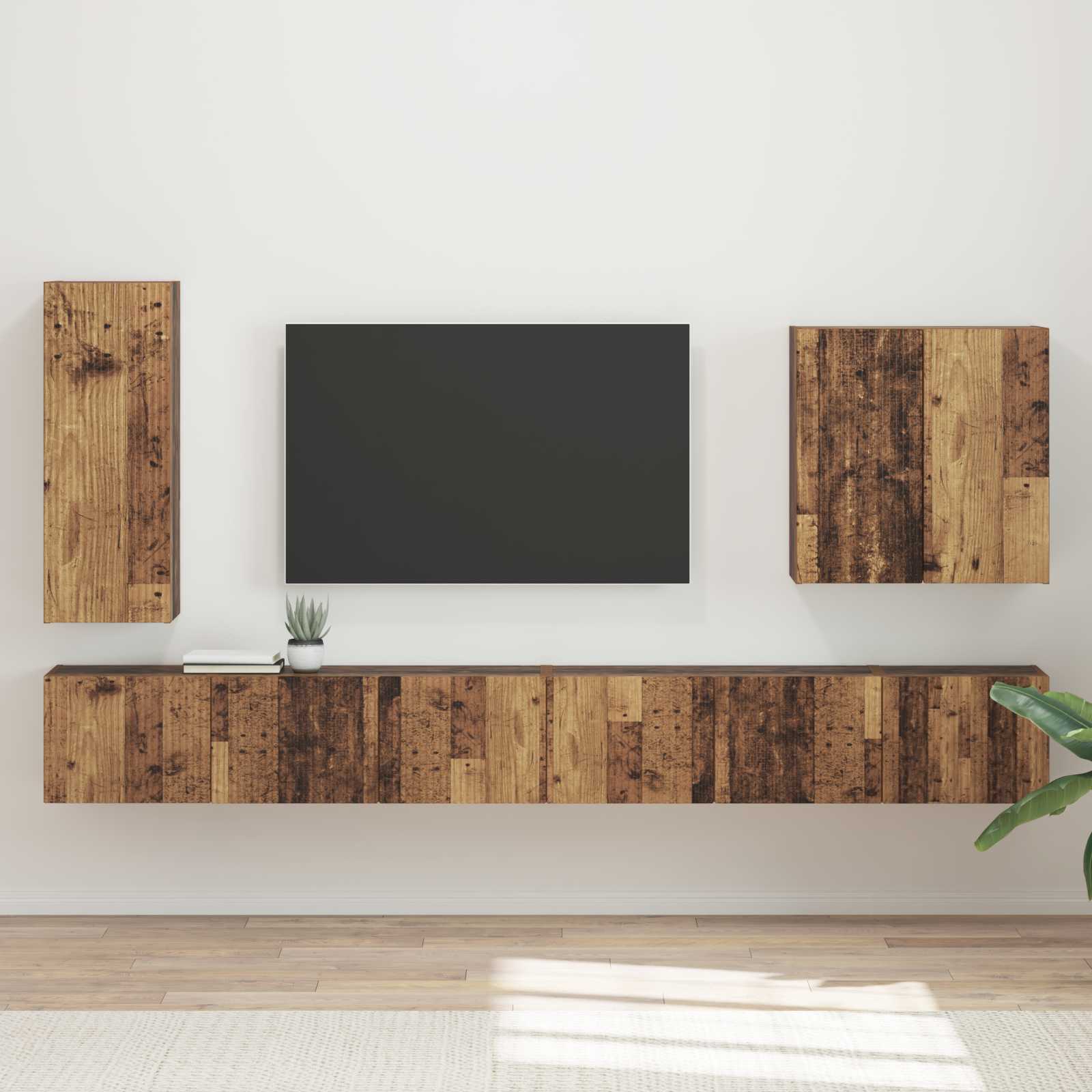 Ensemble de meuble TV mural Montage mural 6 pcs Bois Ancien - XIOS