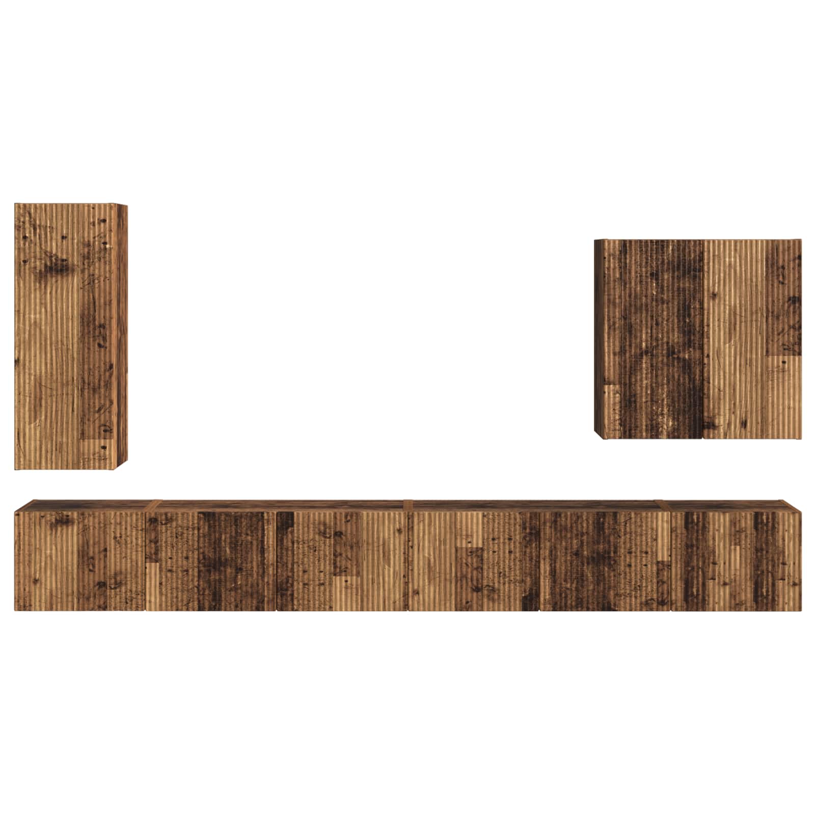 Ensemble de meuble TV mural Montage mural 6 pcs Bois Ancien - XIOS