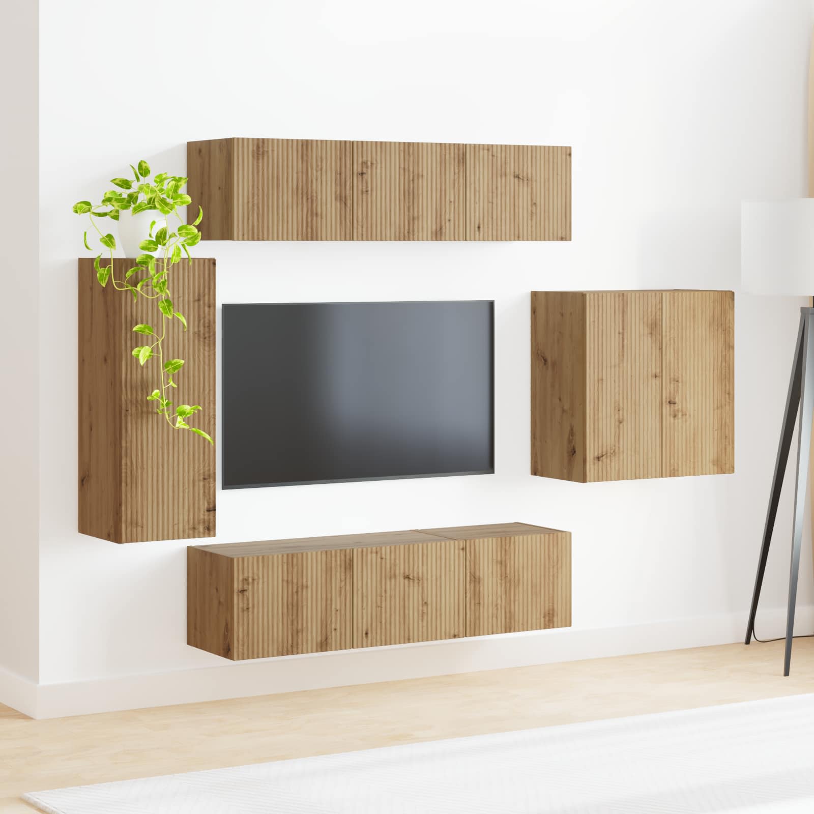 Ensemble de meuble TV mural Montage mural 6 pcs Chêne artisanal - XIOS