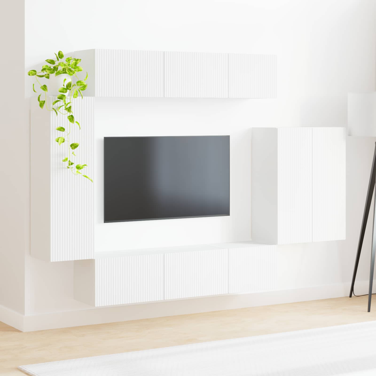 Ensemble de meuble TV mural 6 pc Blanc