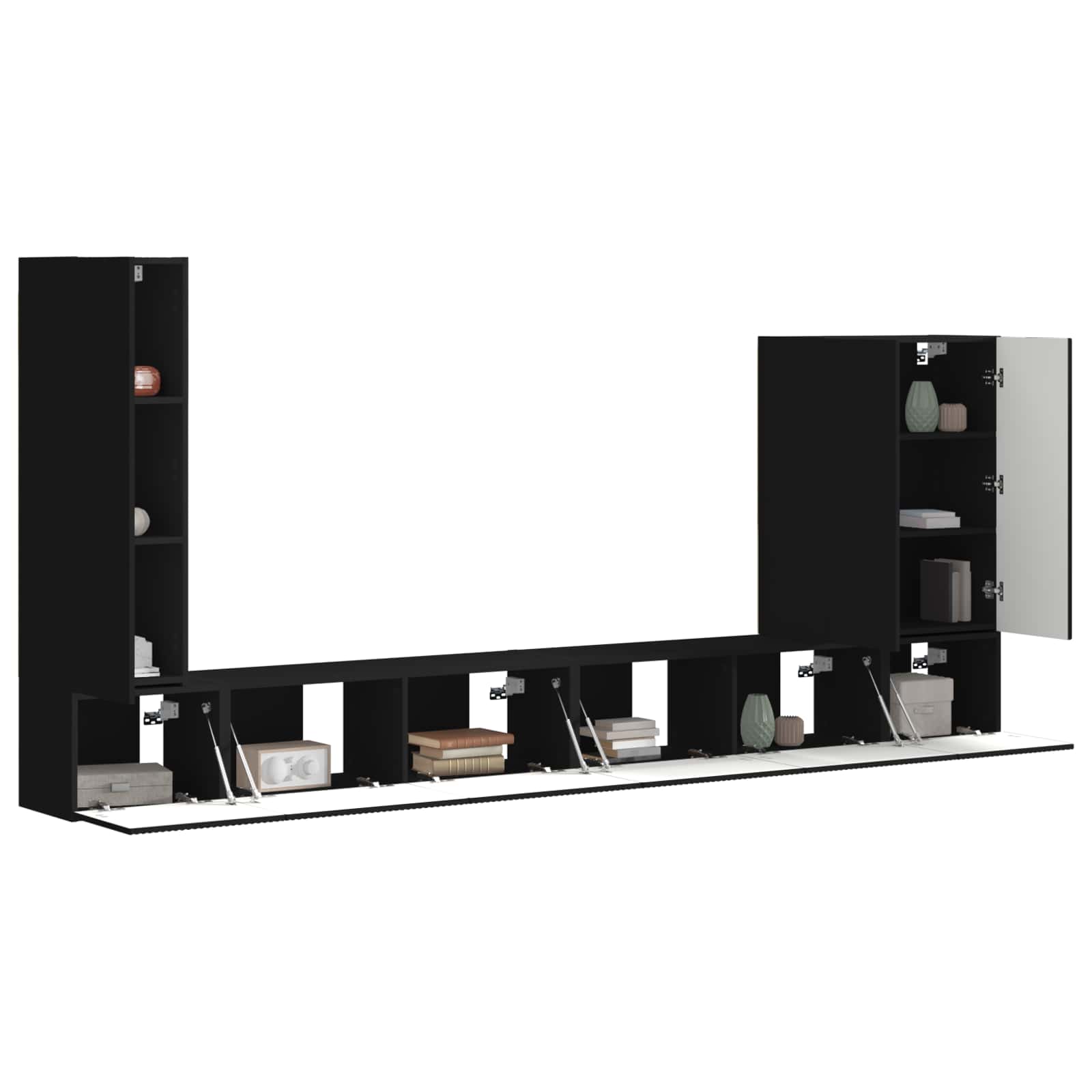 Ensemble de meuble TV mural 6 pc Noir