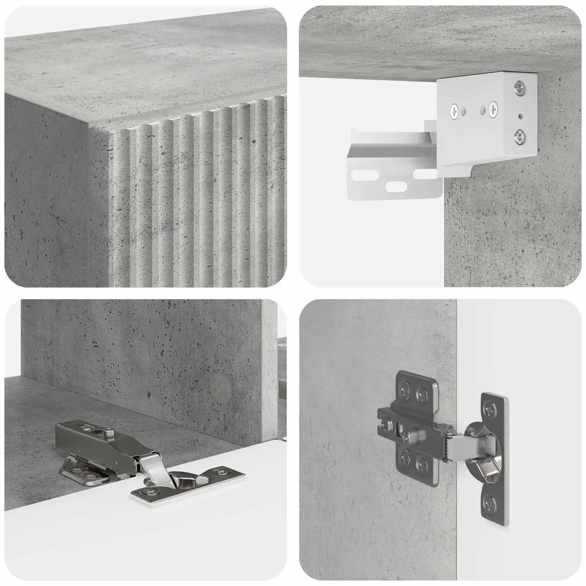 Ensemble de meuble TV mural 6 pc Gris béton - XIOS