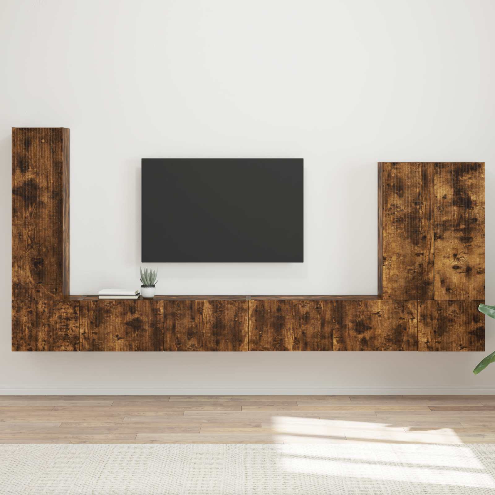 Ensemble de meuble TV mural Montage mural 6 pcs Chêne fumé - XIOS
