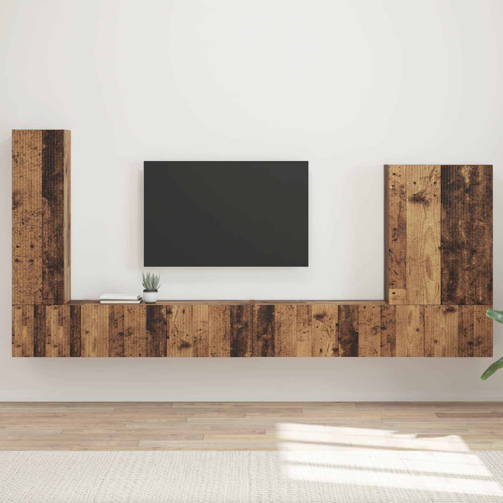 Ensemble de meuble TV mural Montage mural 6 pcs Bois Ancien - XIOS