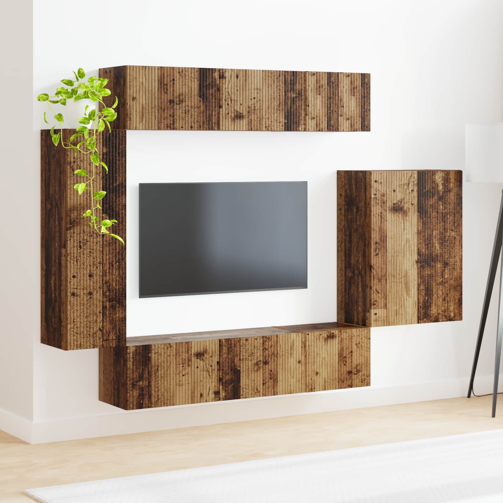 Ensemble de meuble TV mural Montage mural 6 pcs Bois Ancien - XIOS
