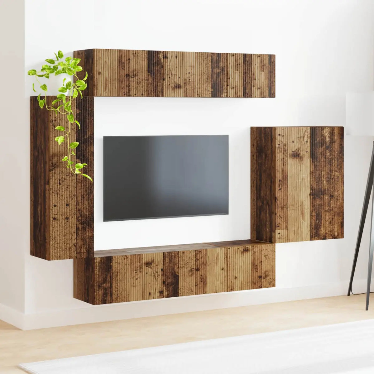 Ensemble de meuble TV mural 6 pc Bois Ancien - XIOS