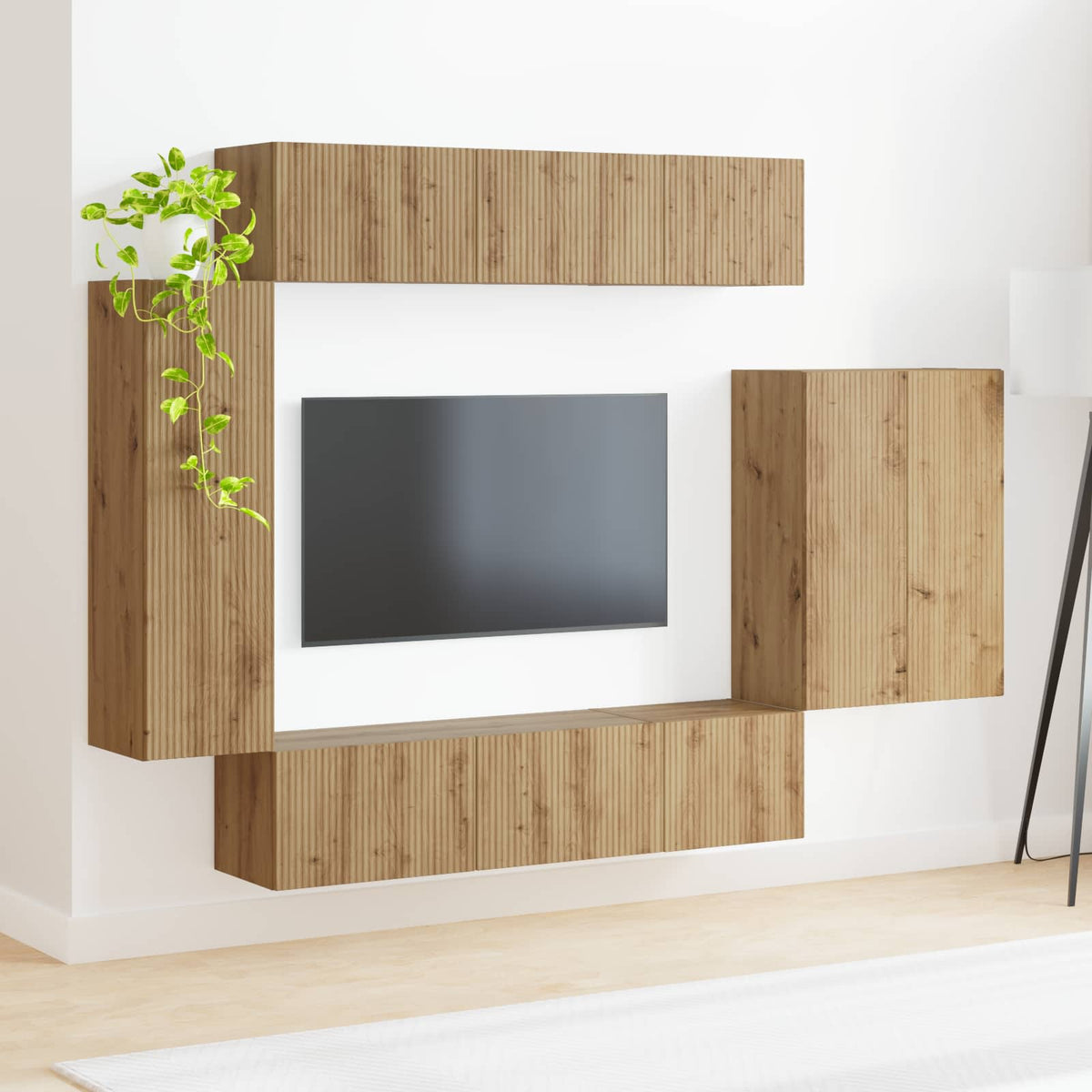 Ensemble de meuble TV mural 6 pc Chêne artisanal - XIOS