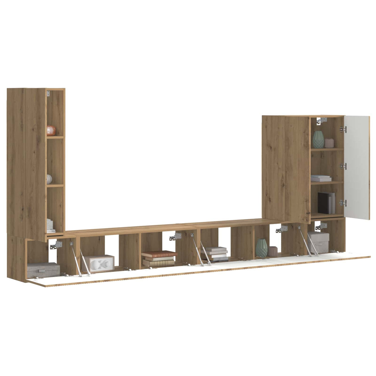 Ensemble de meuble TV mural 6 pc Chêne artisanal - XIOS