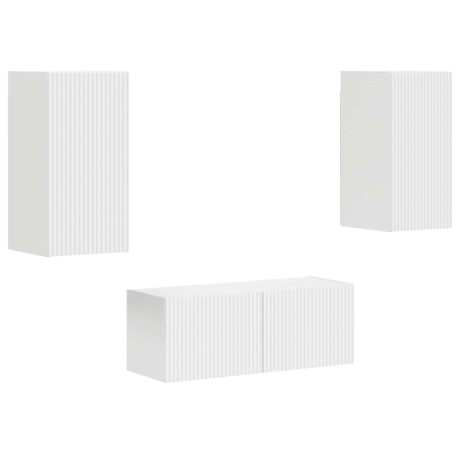 Ensemble meuble TV Montage mural 2 pcs Blanc Bois d'ingénierie