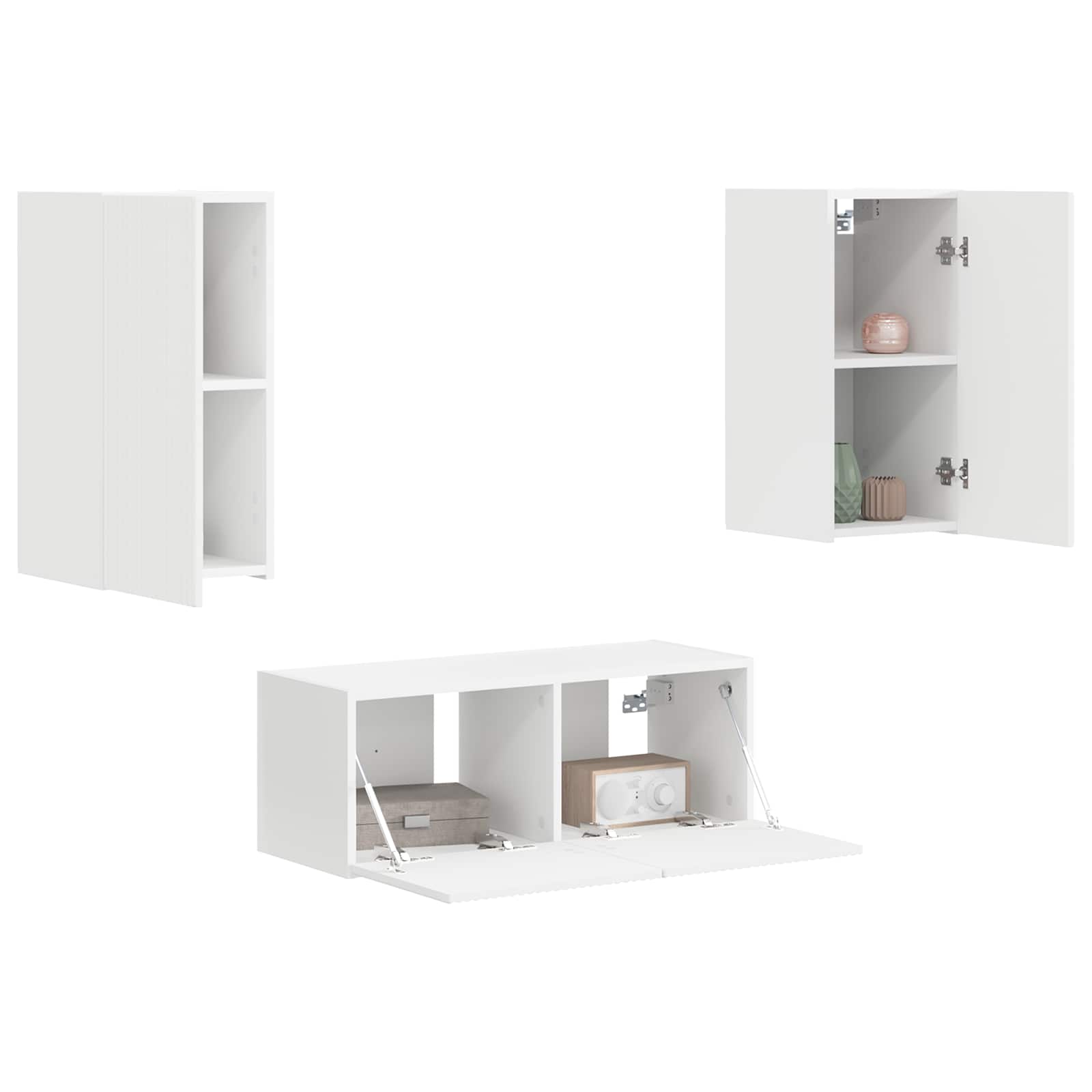 Ensemble meuble TV Montage mural 2 pcs Blanc Bois d'ingénierie - XIOS