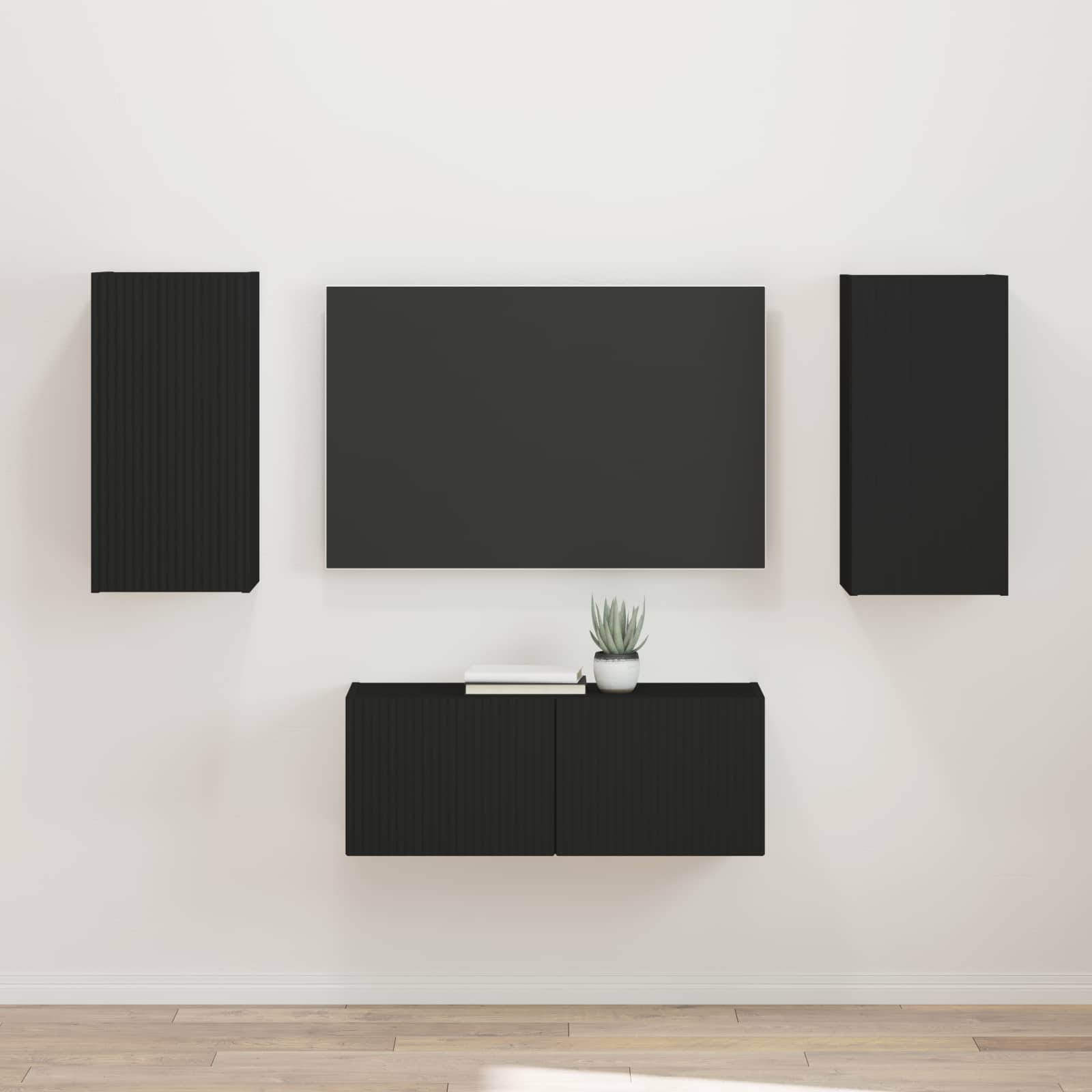 Ensemble meuble TV 2 pc Noir Bois d'ingénierie
