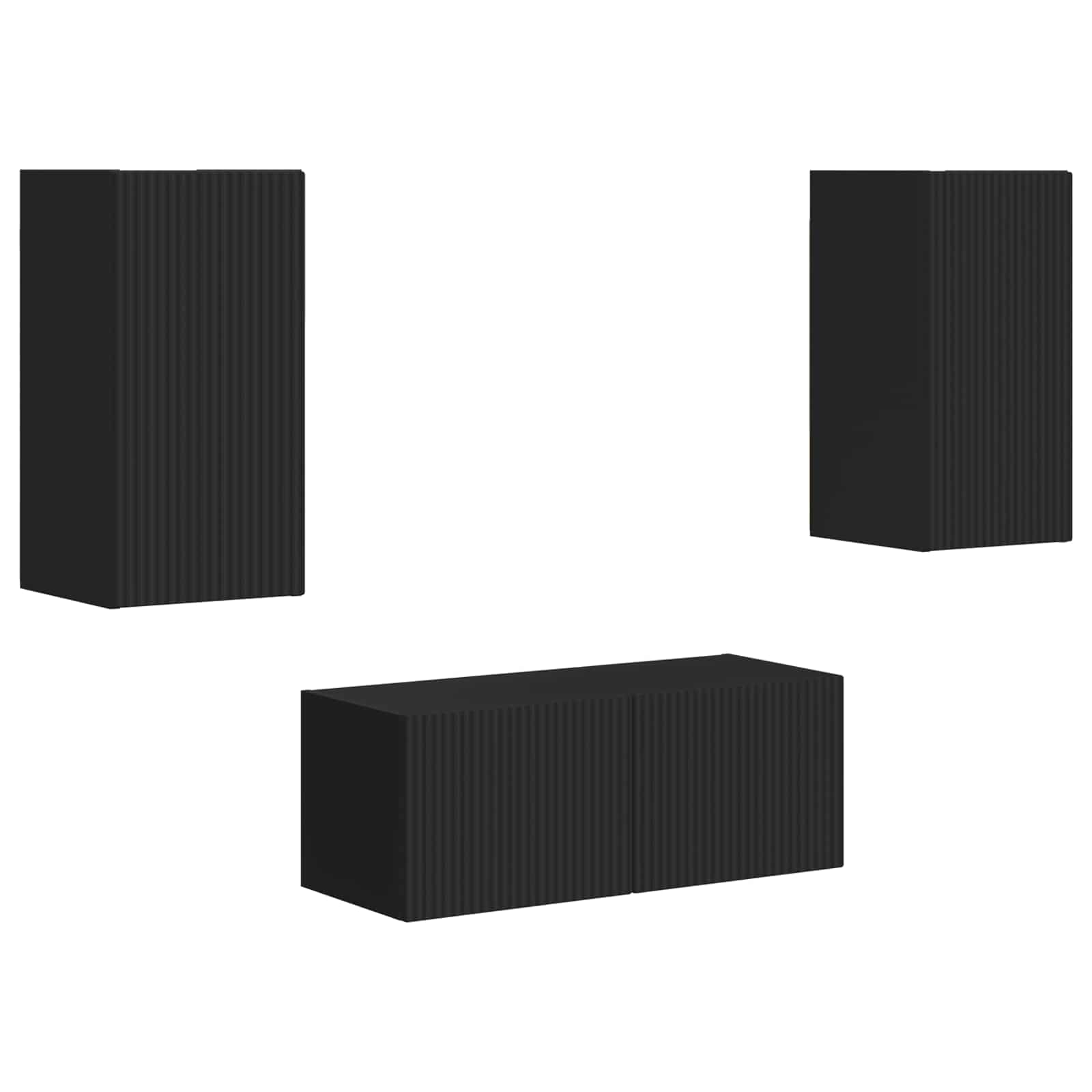 Ensemble meuble TV Montage mural 2 pcs Noir Bois d'ingénierie