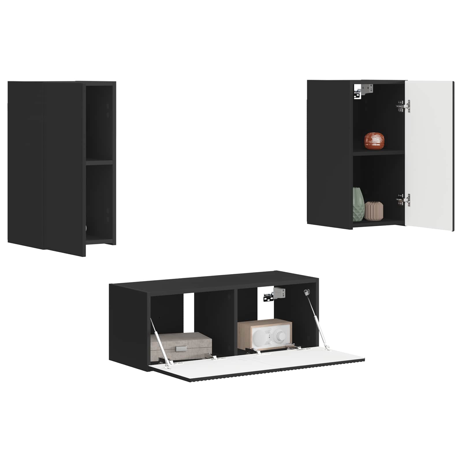 Ensemble meuble TV 2 pc Noir Bois d'ingénierie