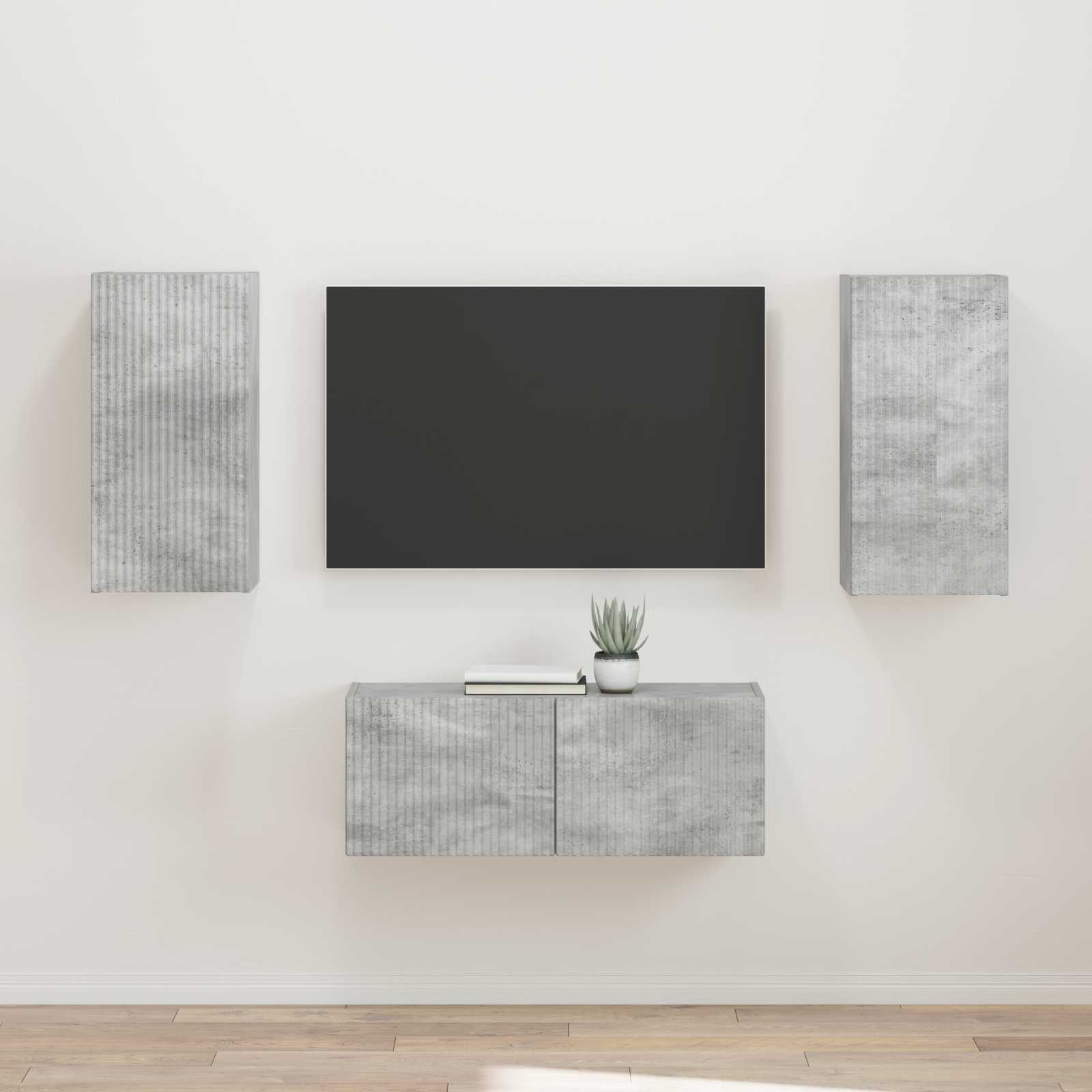 Ensemble meuble TV 2 pcs Gris béton Bois d'ingénierie