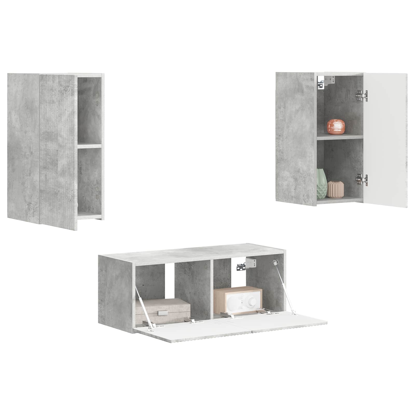 Ensemble meuble TV 2 pcs Gris béton Bois d'ingénierie - XIOS