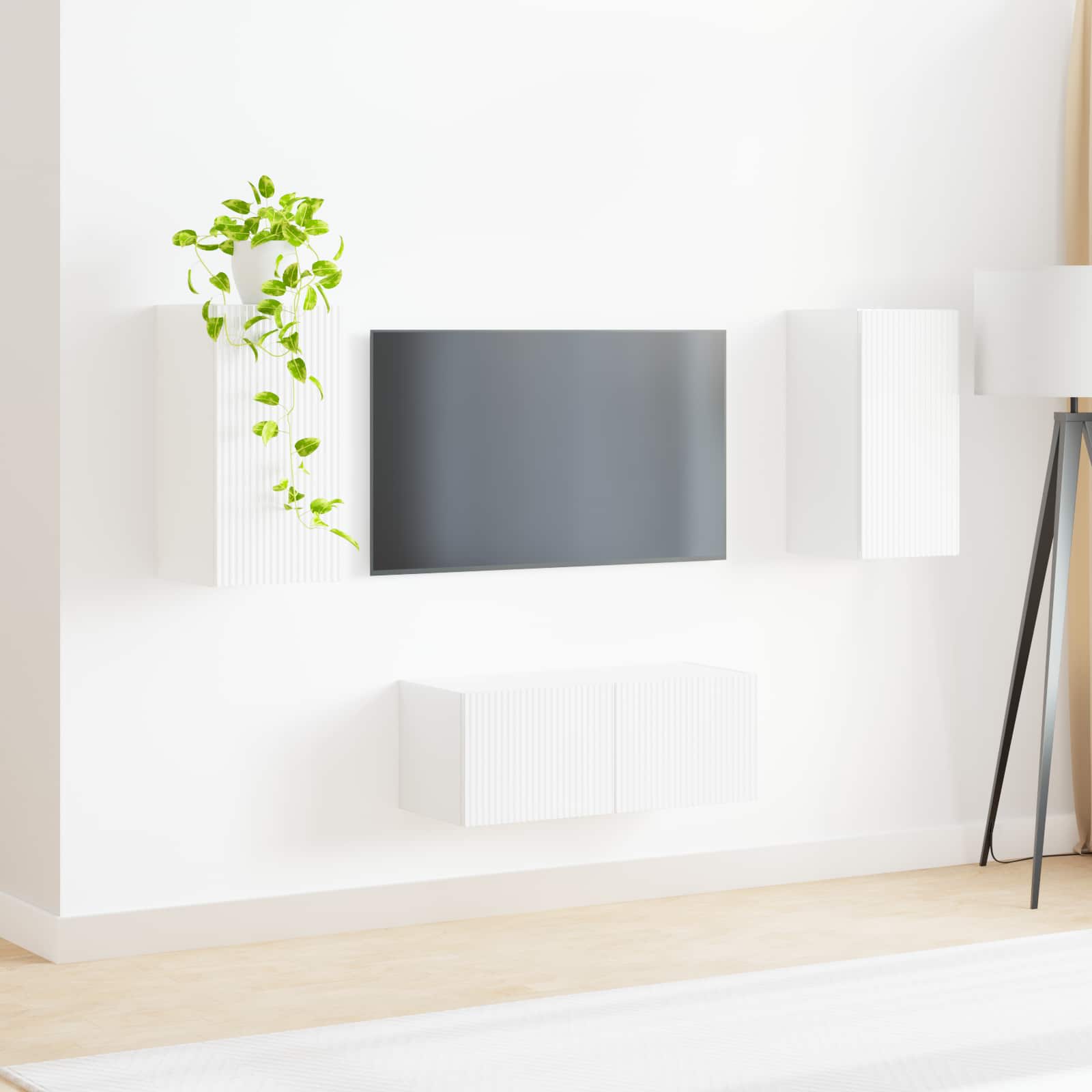 Ensemble meuble TV 2 pcs Blanc brillant Bois d'ingénierie - XIOS