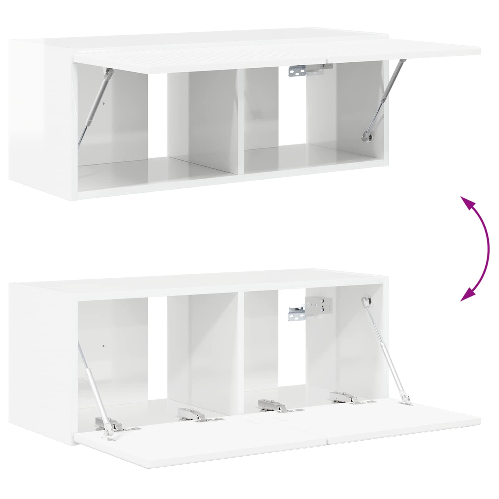 Ensemble meuble TV 2 pcs Blanc brillant Bois d'ingénierie - XIOS