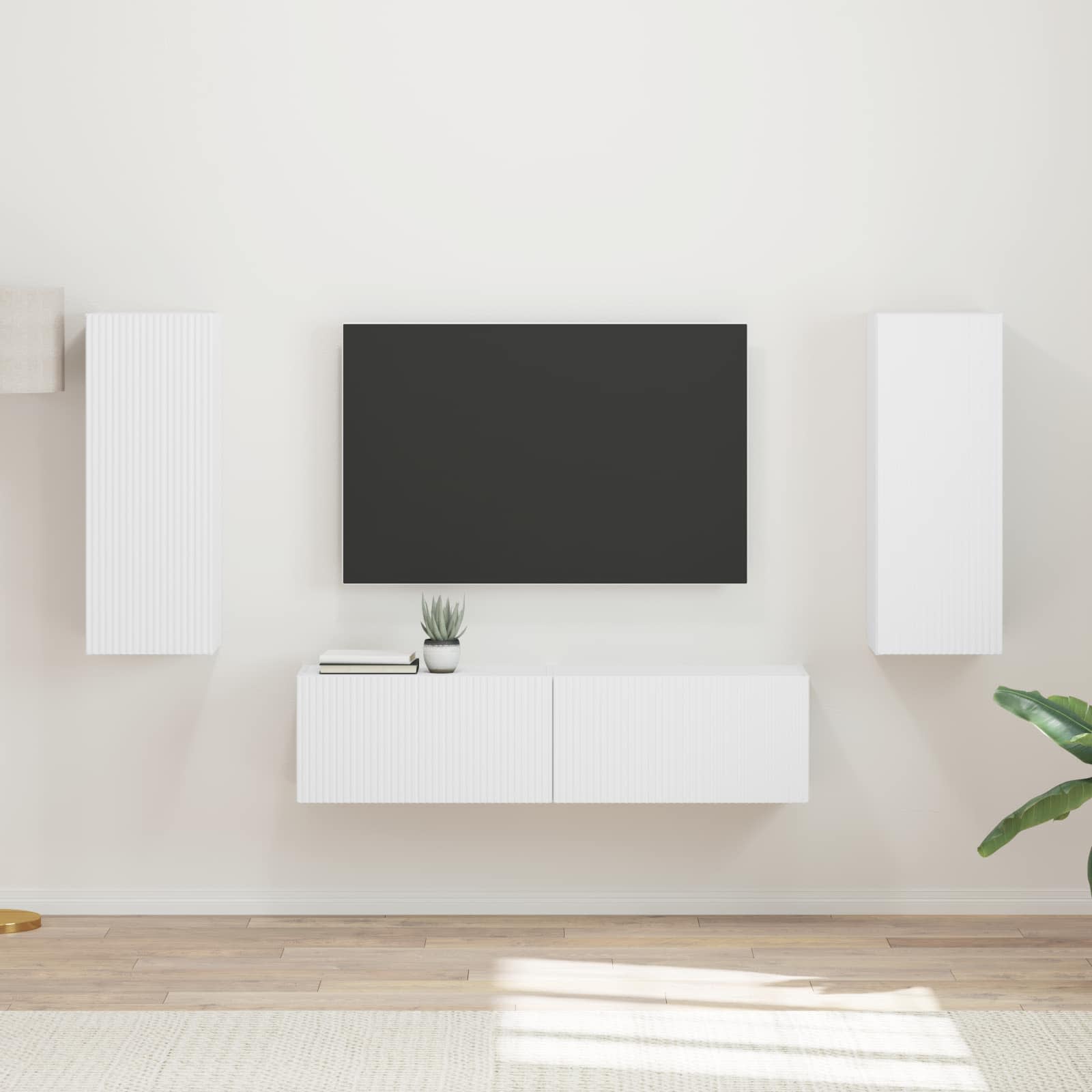 Ensemble meuble TV 2 pc Blanc Bois d'ingénierie