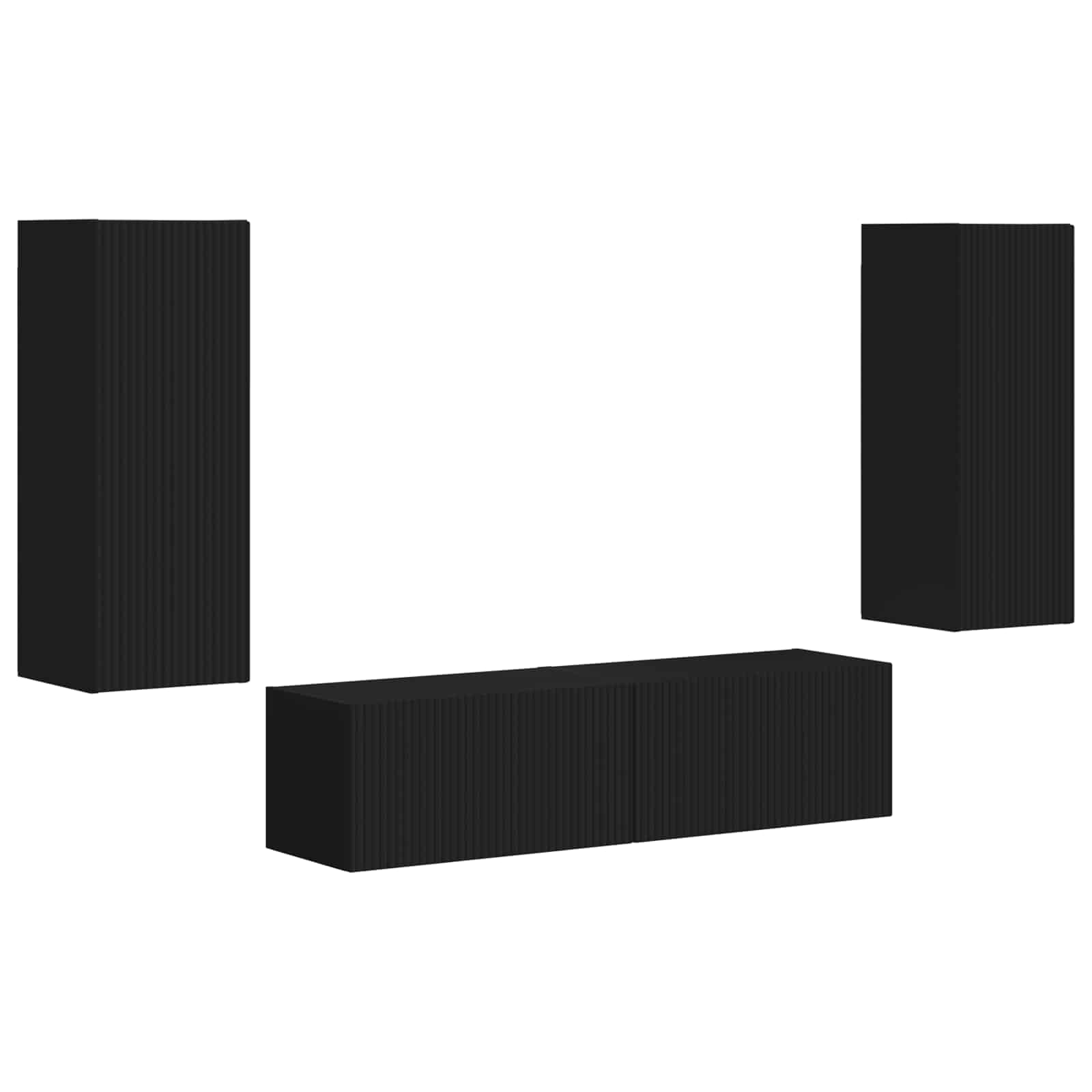 Ensemble meuble TV Montage mural 2 pcs Noir Bois d'ingénierie - XIOS