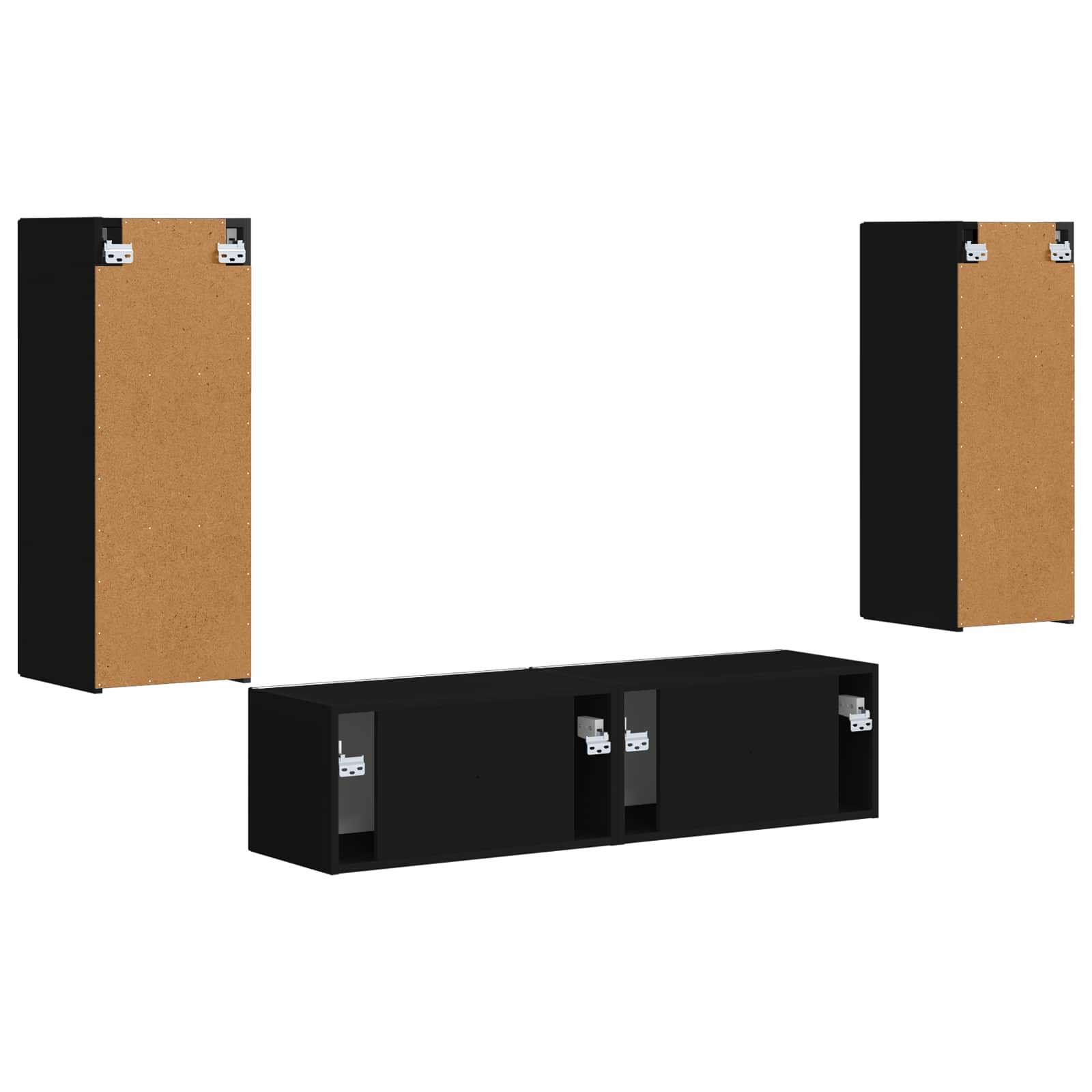 Ensemble meuble TV Montage mural 2 pcs Noir Bois d'ingénierie - XIOS