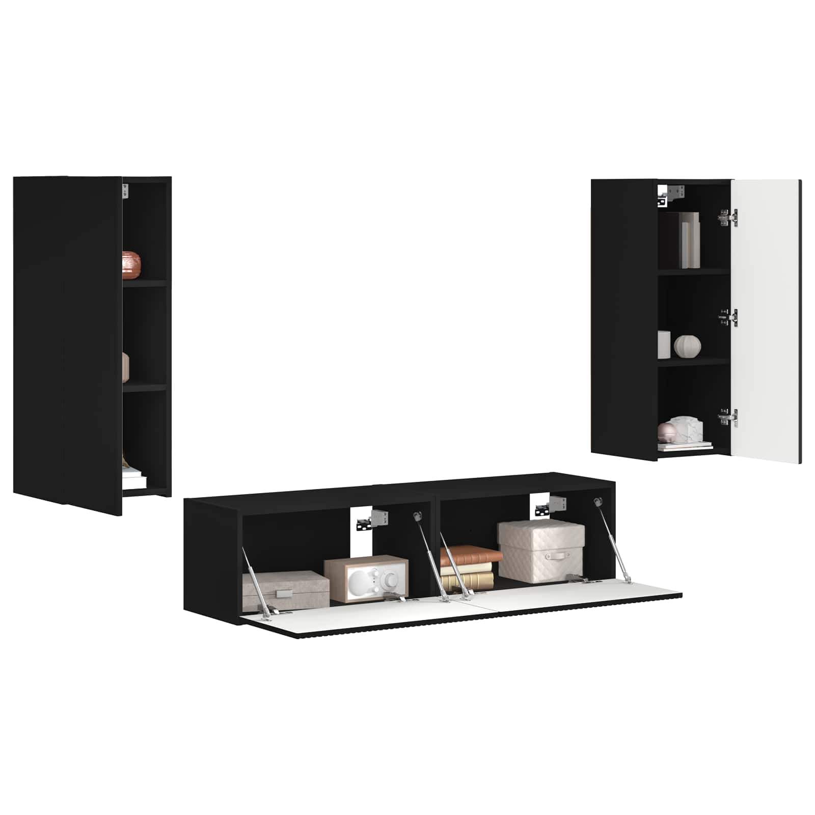 Ensemble meuble TV Montage mural 2 pcs Noir Bois d'ingénierie - XIOS