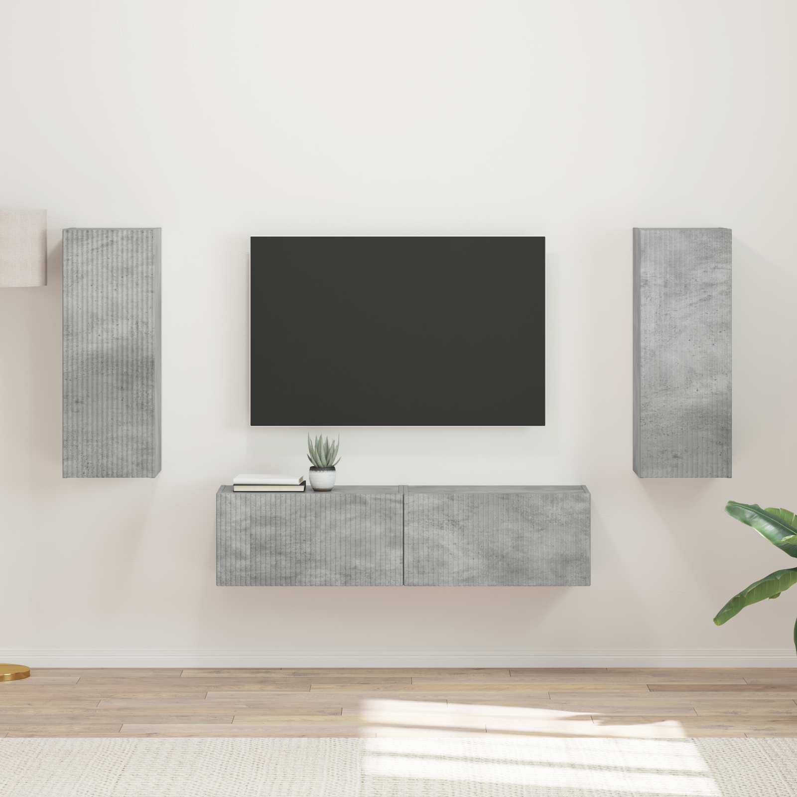 Ensemble meuble TV 2 pcs Gris béton Bois d'ingénierie - XIOS
