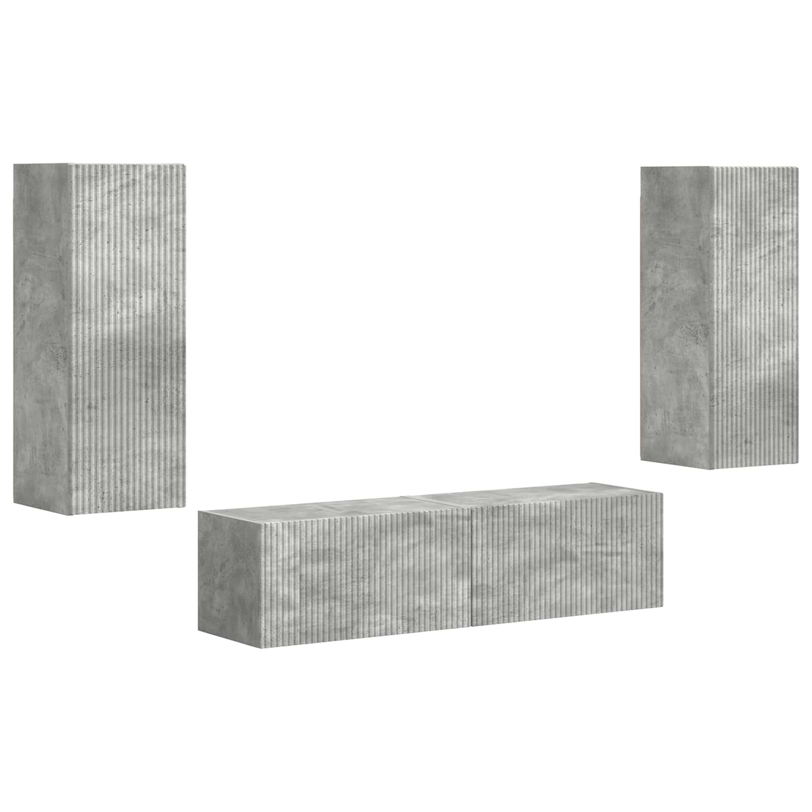 Ensemble meuble TV 2 pc Gris béton Bois d'ingénierie