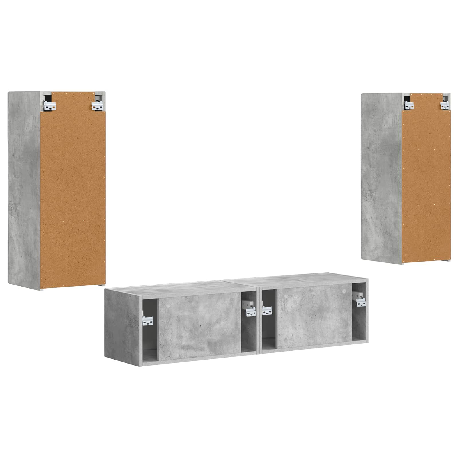 Ensemble meuble TV 2 pc Gris béton Bois d'ingénierie