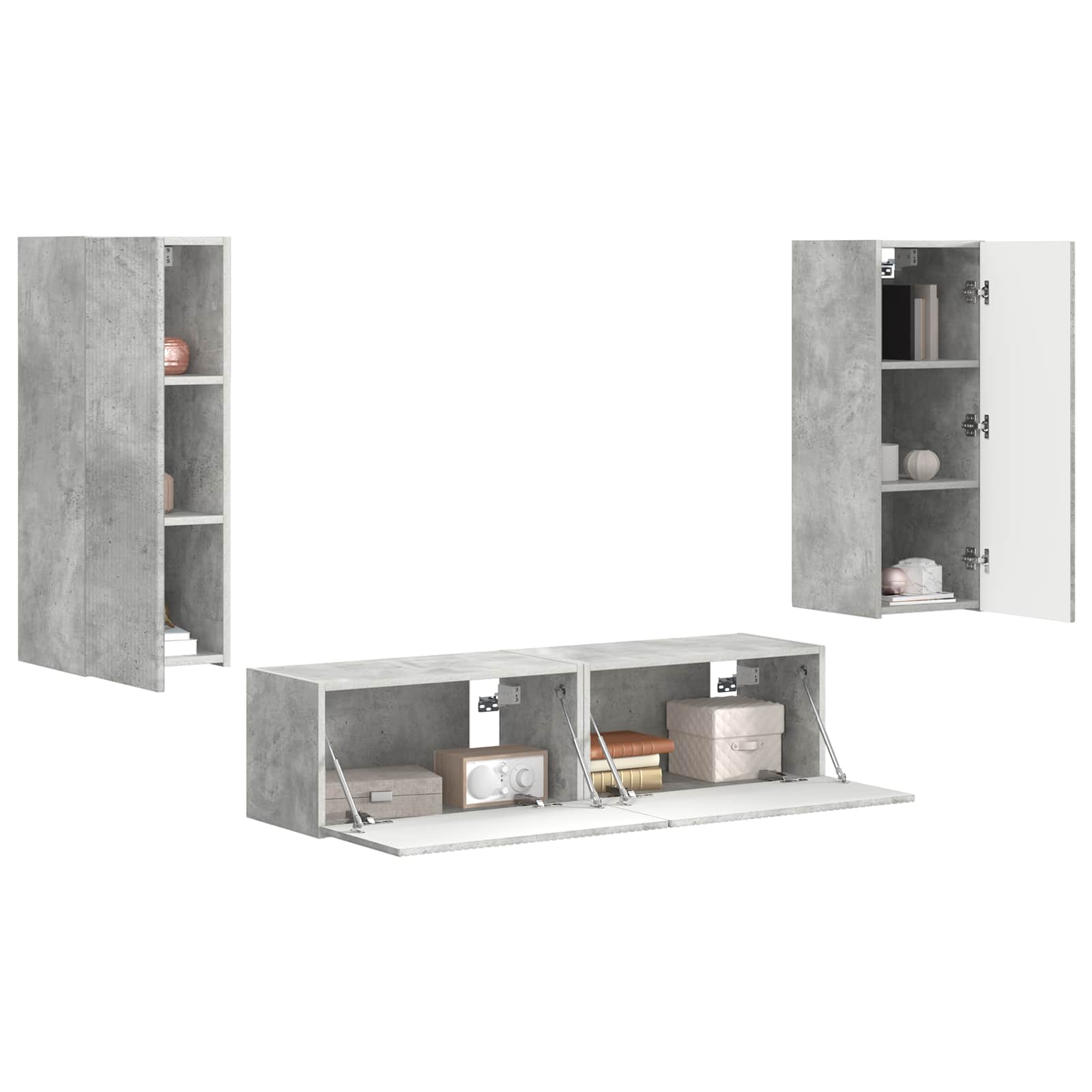 Ensemble meuble TV 2 pc Gris béton Bois d'ingénierie