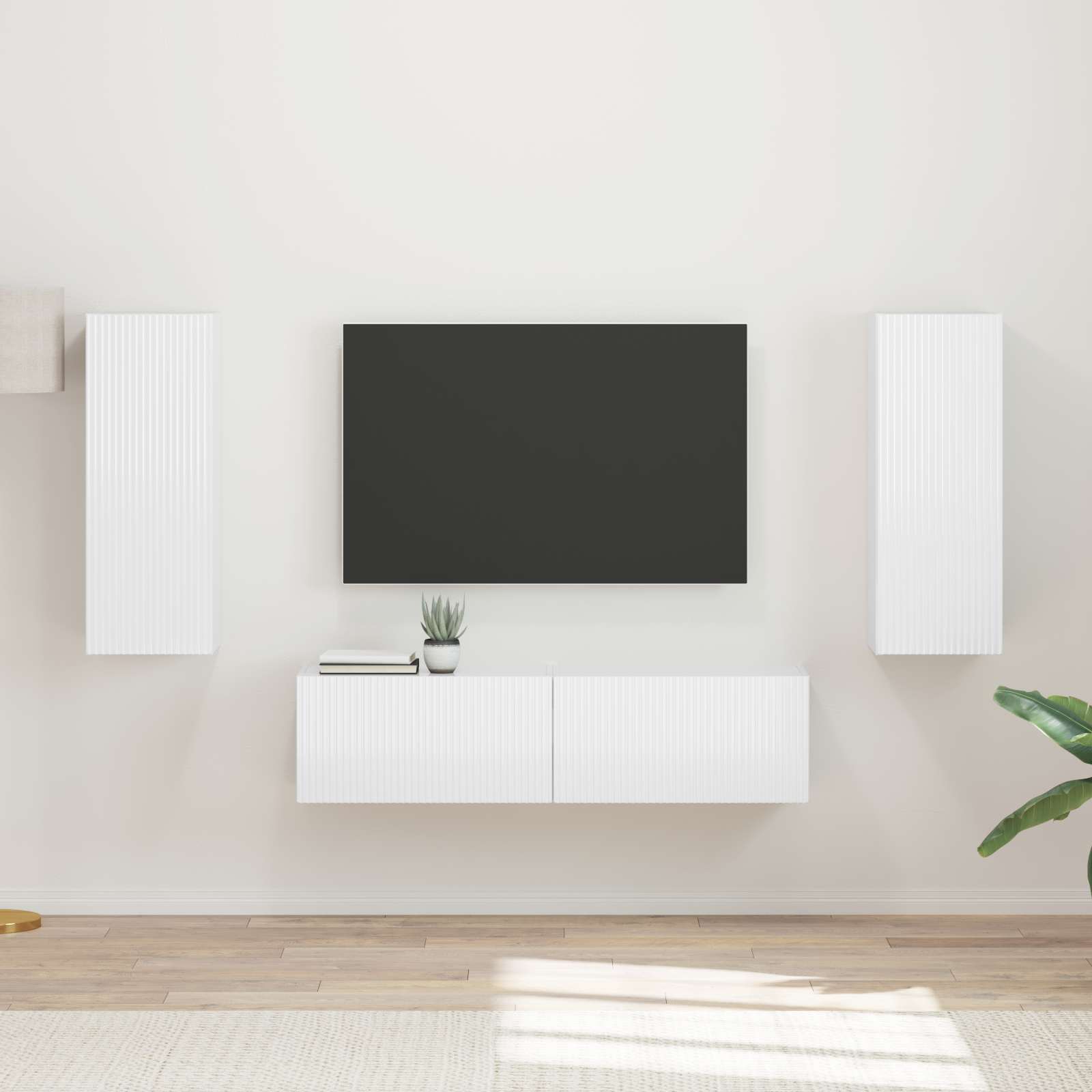 Ensemble meuble TV 2 pcs Blanc brillant Bois d'ingénierie - XIOS