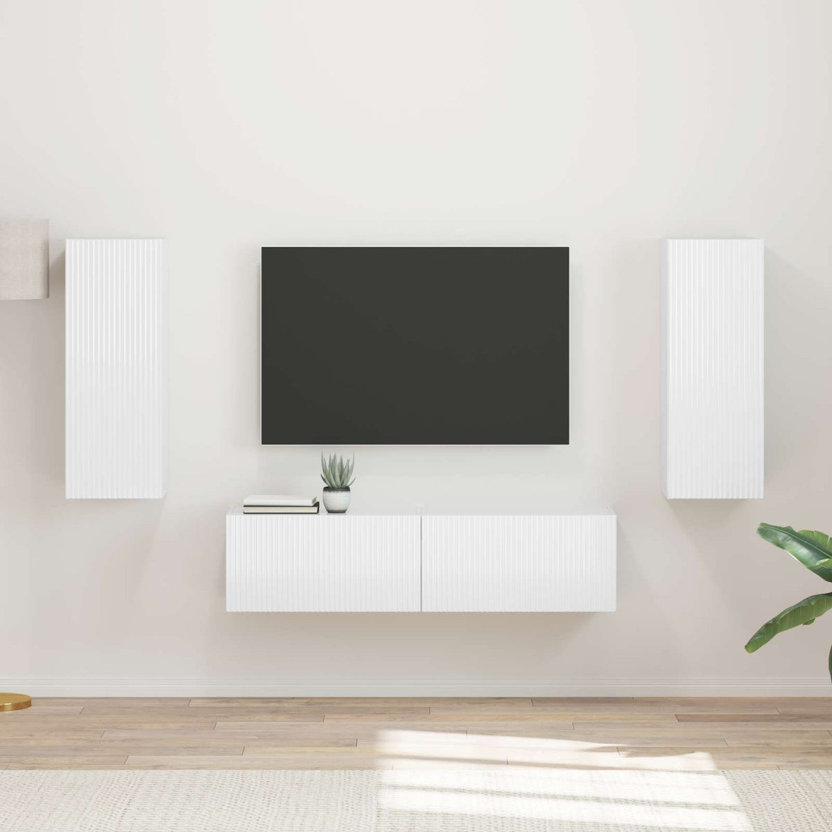 Ensemble meuble TV 2 pc Blanc brillant
