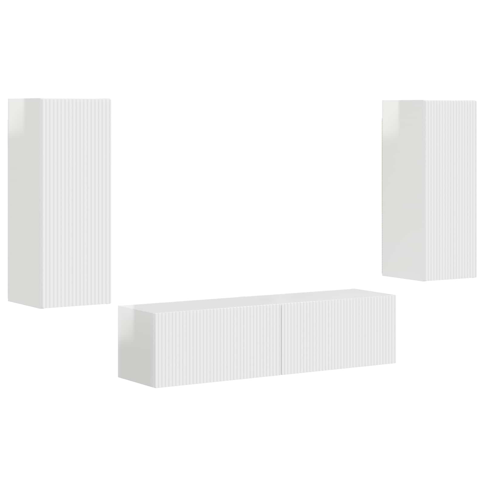 Ensemble meuble TV 2 pc Blanc brillant Bois d'ingénierie