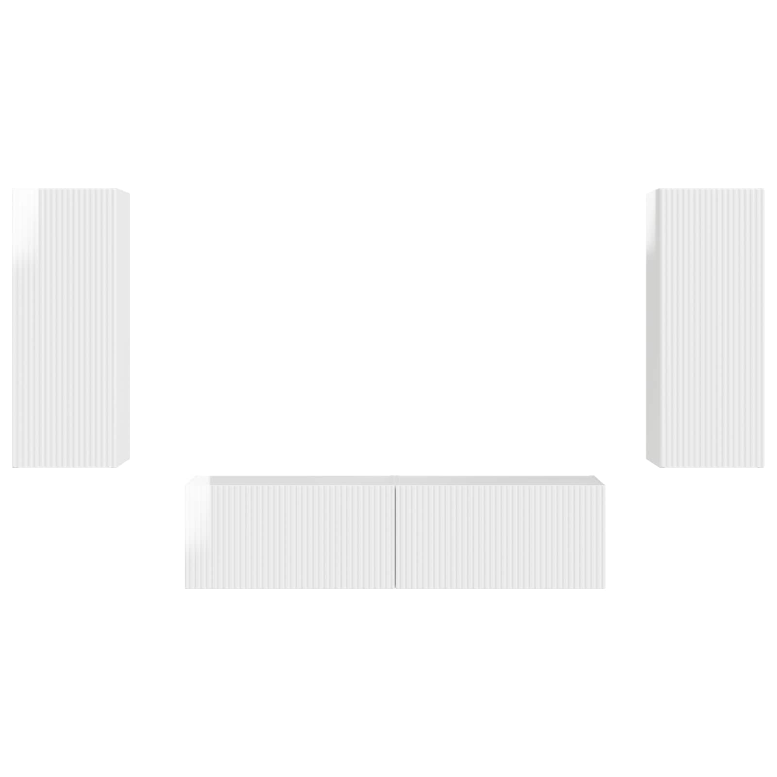 Ensemble meuble TV 2 pc Blanc brillant Bois d'ingénierie