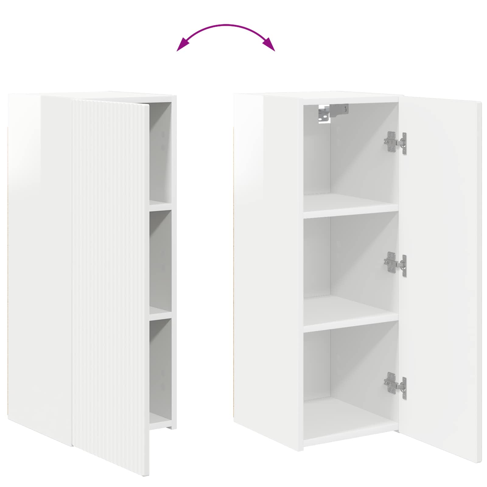 Ensemble meuble TV 2 pc Blanc brillant Bois d'ingénierie